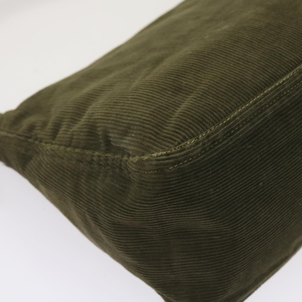 FENDI Mamma Baguette Shoulder Bag Corduroy Khaki 66602