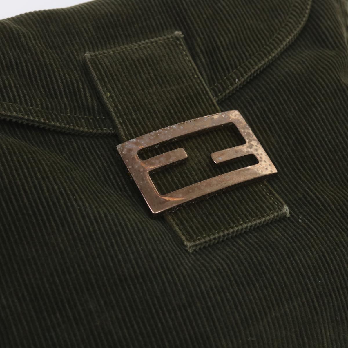 FENDI Mamma Baguette Shoulder Bag Corduroy Khaki 66602