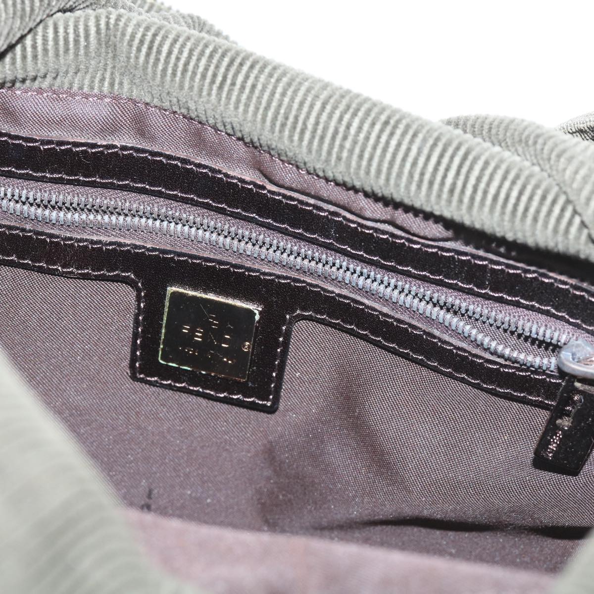 FENDI Mamma Baguette Shoulder Bag Corduroy Khaki 66602