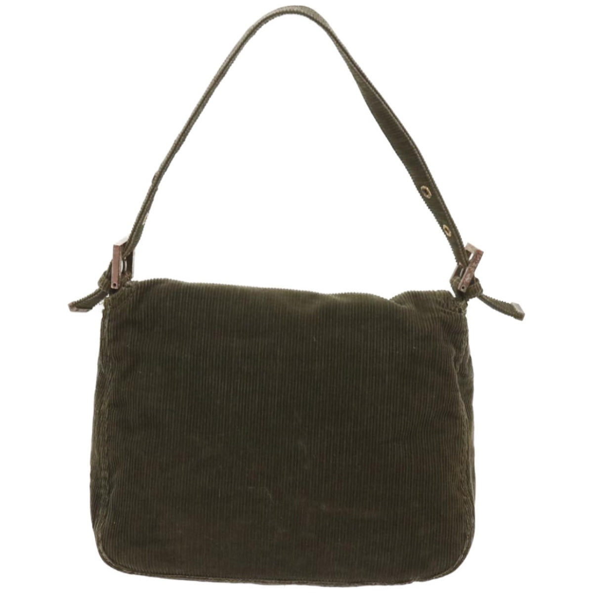 FENDI Mamma Baguette Shoulder Bag Corduroy Khaki 66602