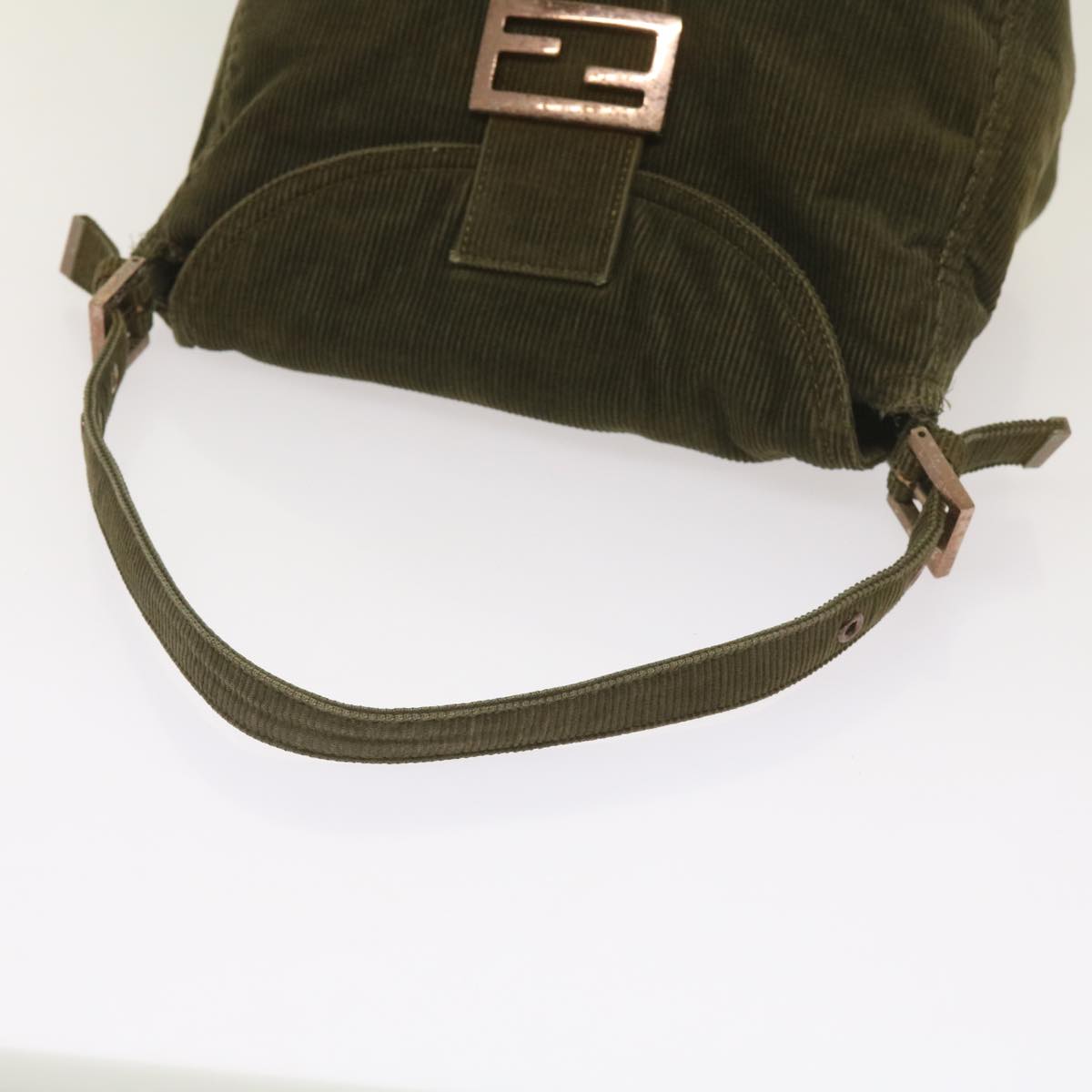 FENDI Mamma Baguette Shoulder Bag Corduroy Khaki 66602