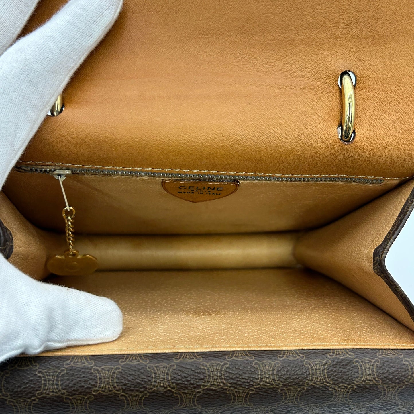 CELINE Macadam Canvas Hand Bag PVC Brown 2101217990394