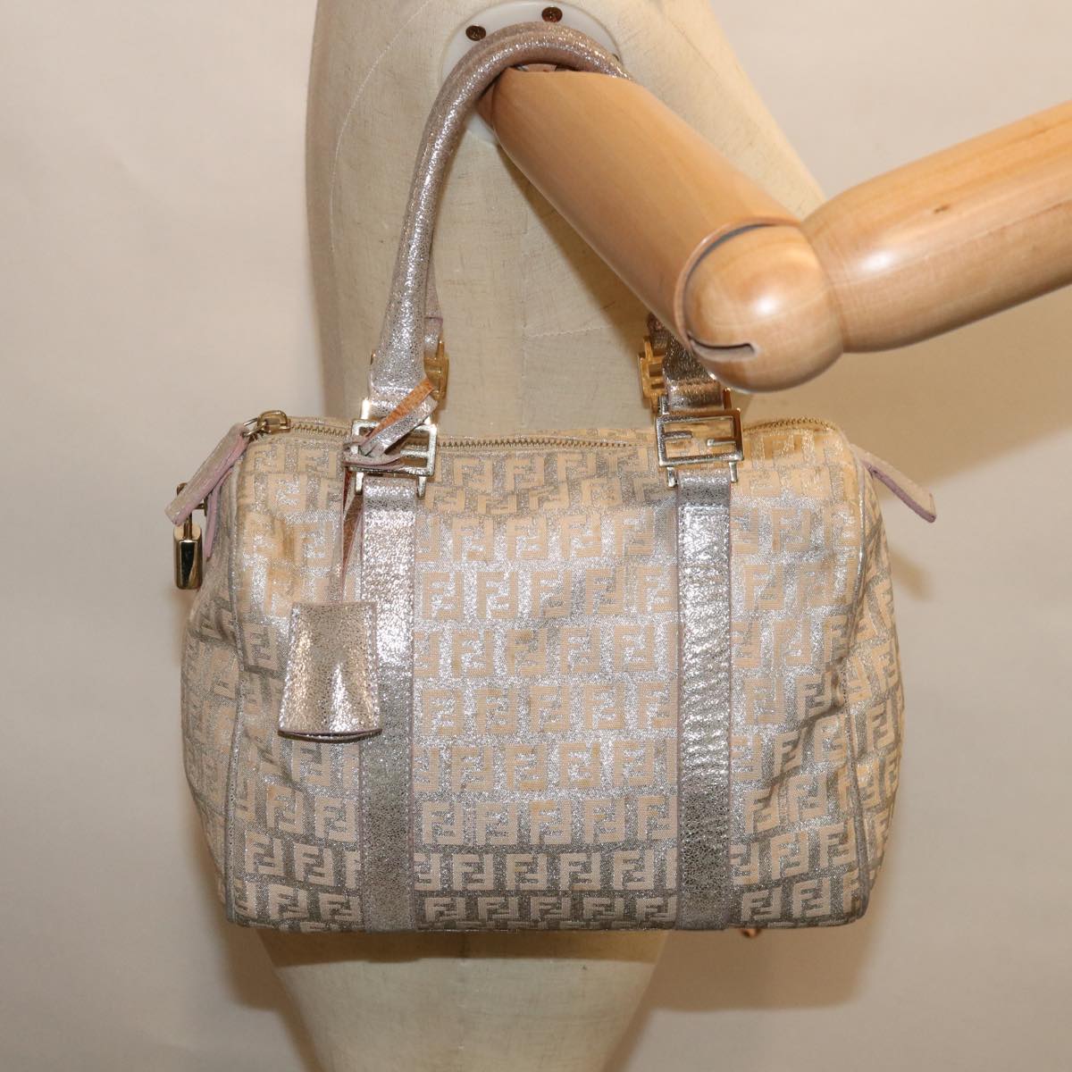 FENDI Zucchino Canvas Hand Bag Beige 66924