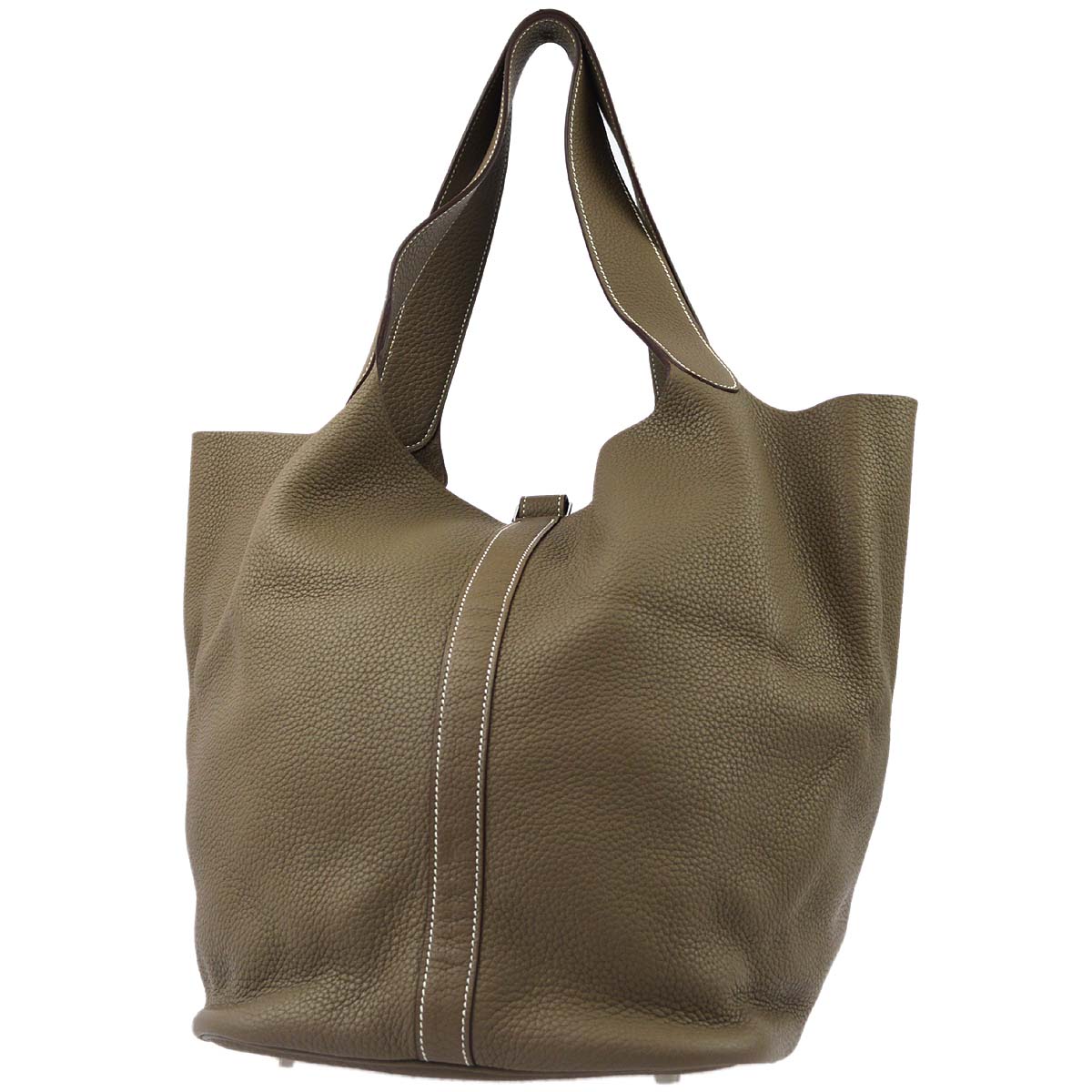 Hermes 2009 Etoupe Gray Taurillon Clemence Picotin Lock TGM Handbag