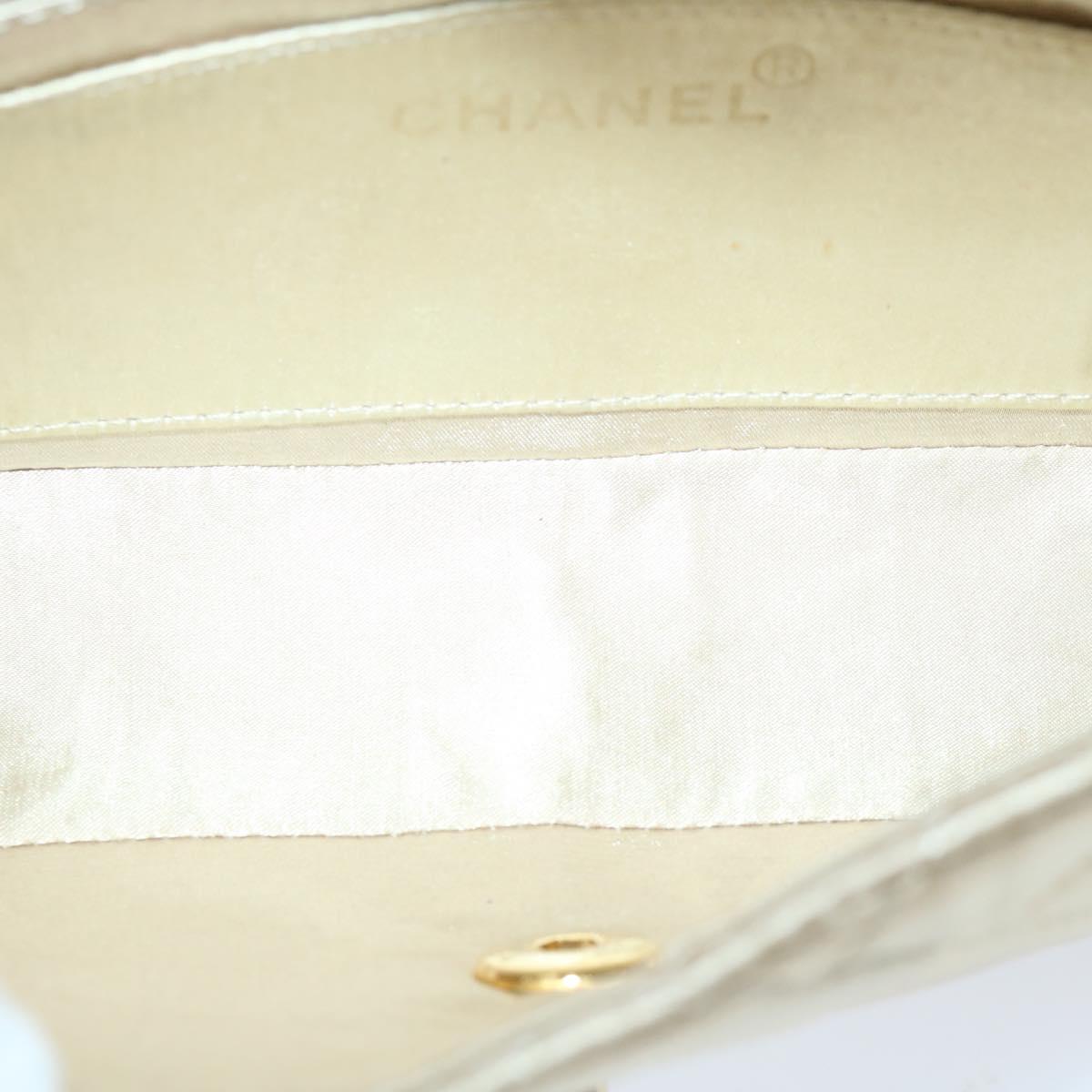 CHANEL Matelasse Chain Shoulder Bag Satin Gold CC 67057A