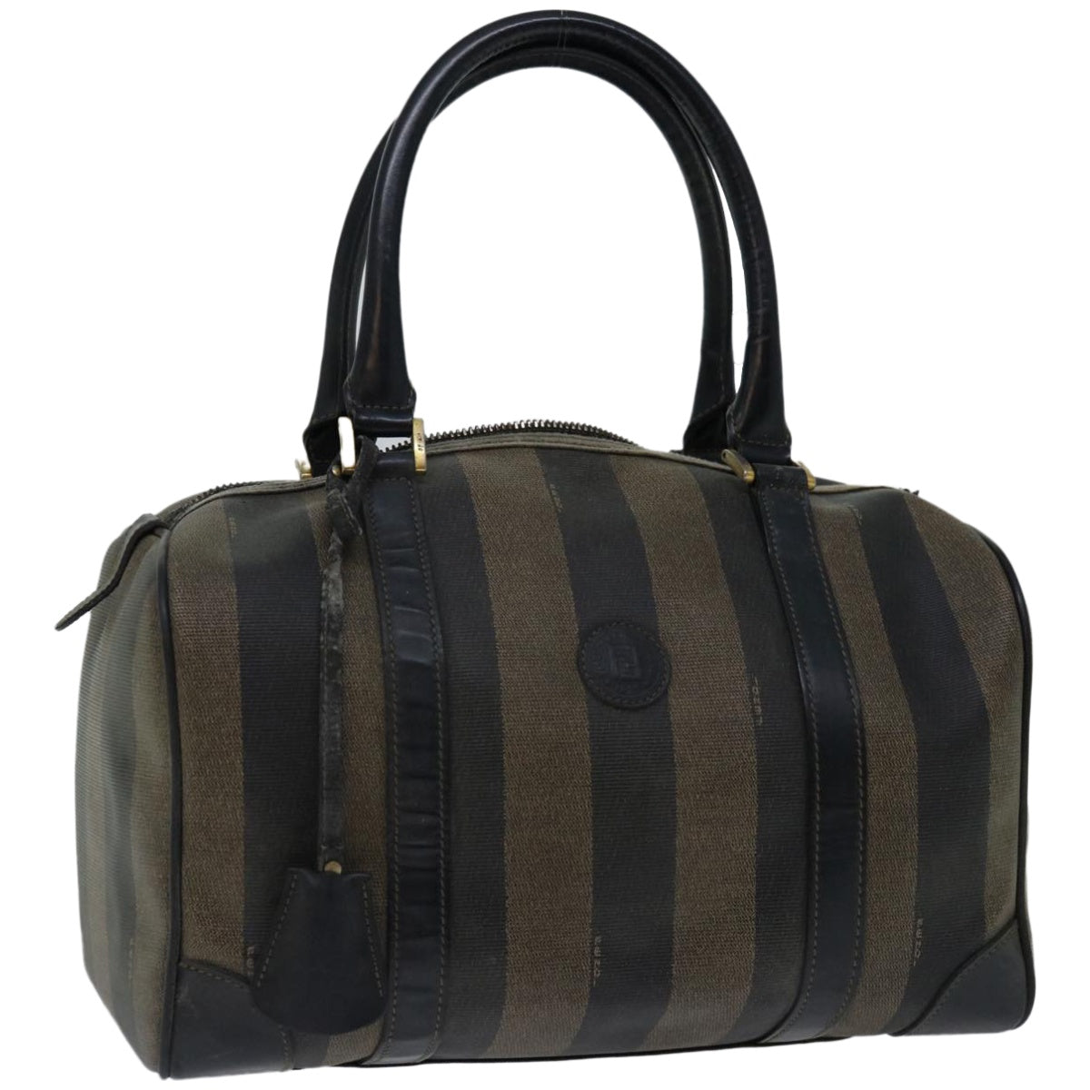 FENDI Pecan Canvas Hand Bag Brown Black 67084