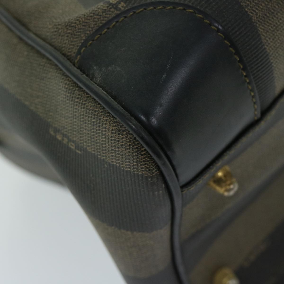FENDI Pecan Canvas Hand Bag Brown Black 67084