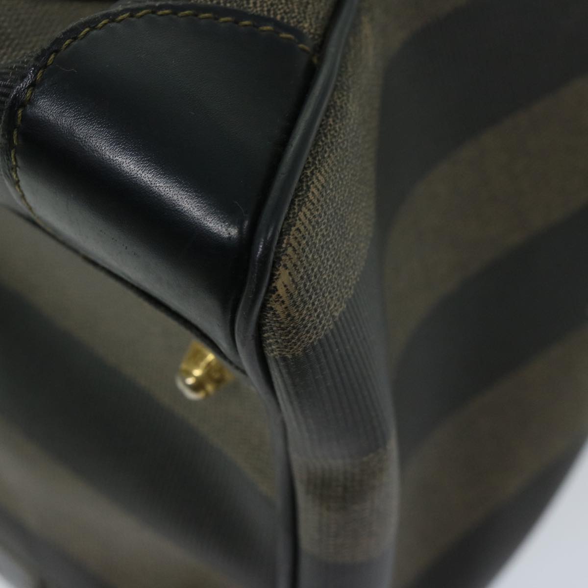 FENDI Pecan Canvas Hand Bag Brown Black 67084