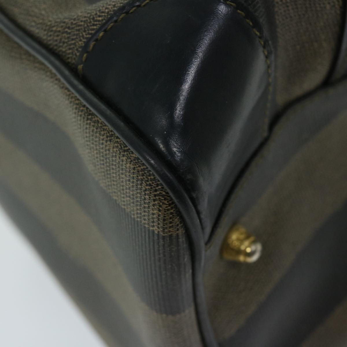 FENDI Pecan Canvas Hand Bag Brown Black 67084