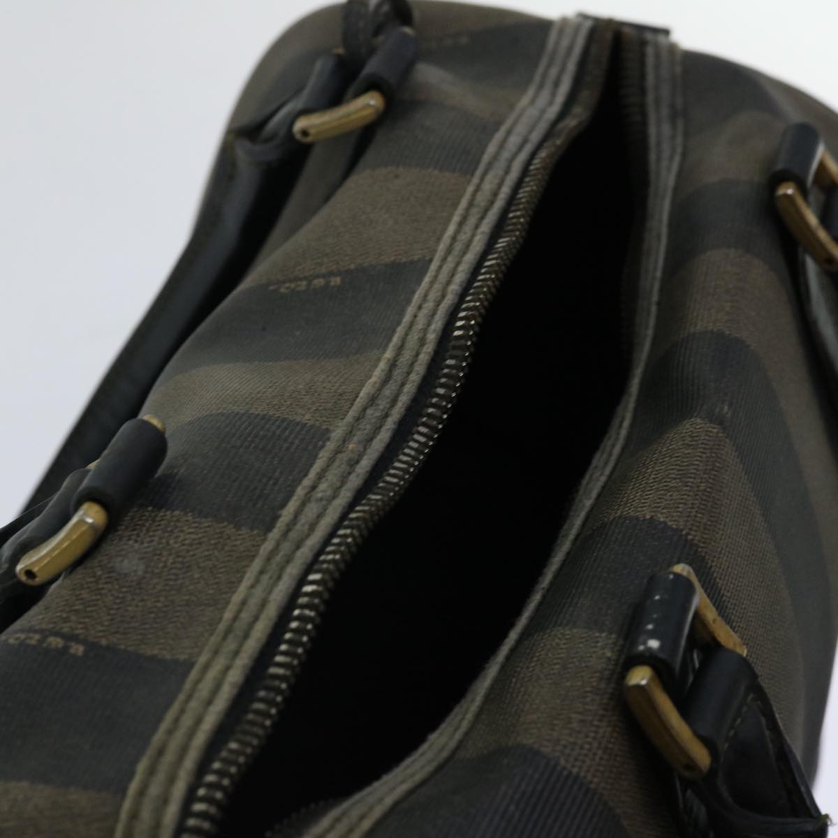 FENDI Pecan Canvas Hand Bag Brown Black 67084