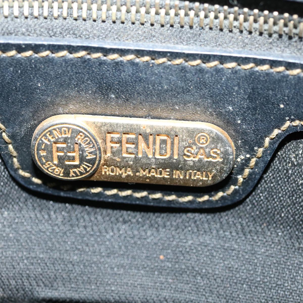 FENDI Pecan Canvas Hand Bag Brown Black 67084