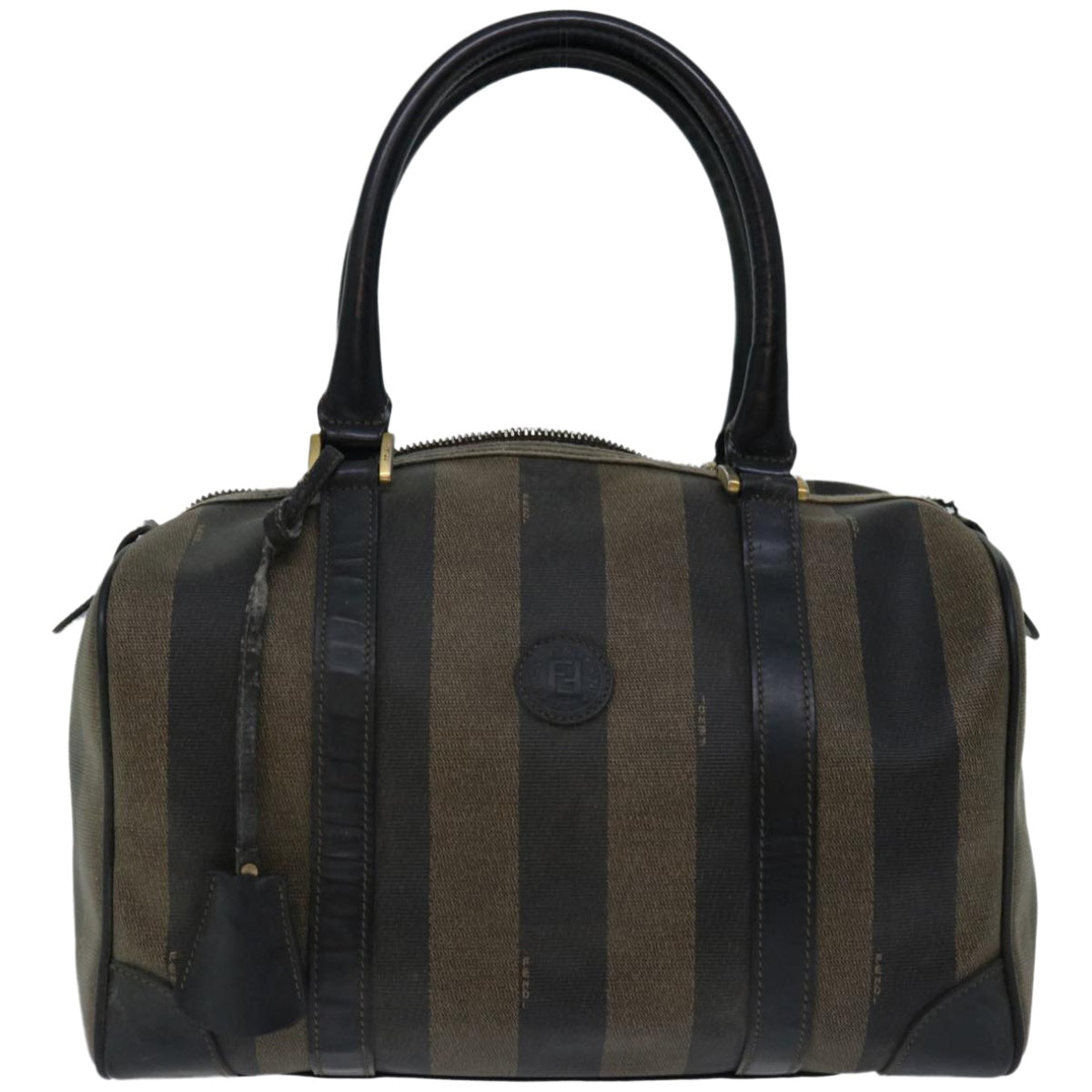 FENDI Pecan Canvas Hand Bag Brown Black 67084