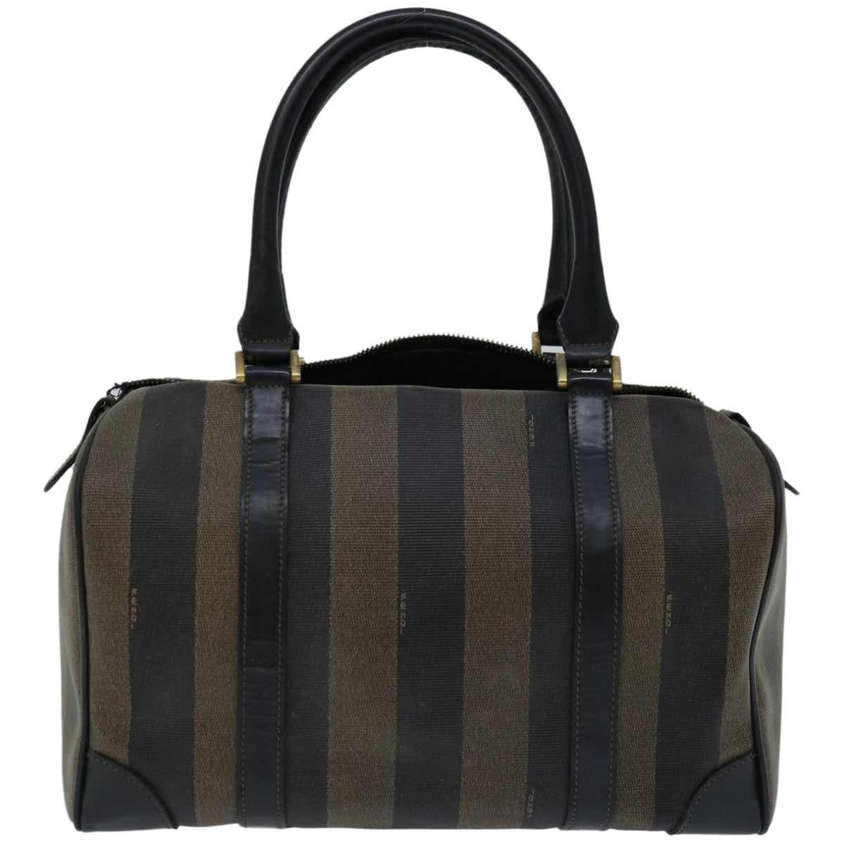 FENDI Pecan Canvas Hand Bag Brown Black 67084
