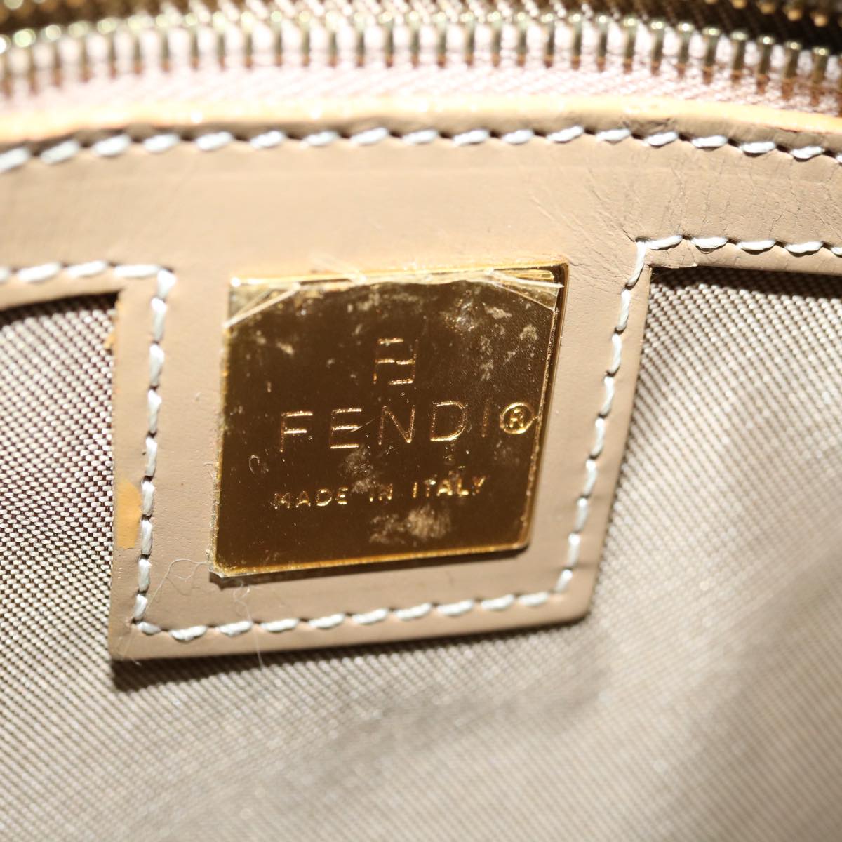 FENDI Zucchino Canvas Hand Bag Enamel Light Blue 67120