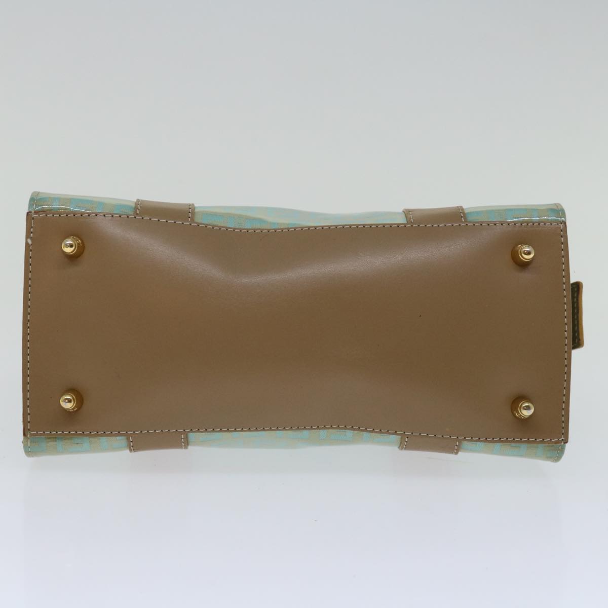 FENDI Zucchino Canvas Hand Bag Enamel Light Blue 67120