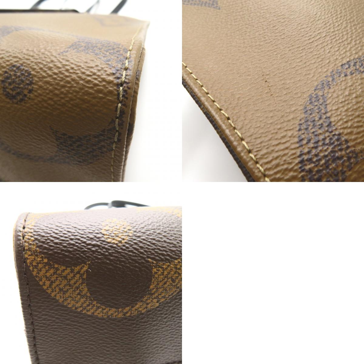 Louis Vuitton On The Go MM Tote Bag Tortoise Bag PVC ted Canvas Monogram Giant Reversee  Brown  M45321