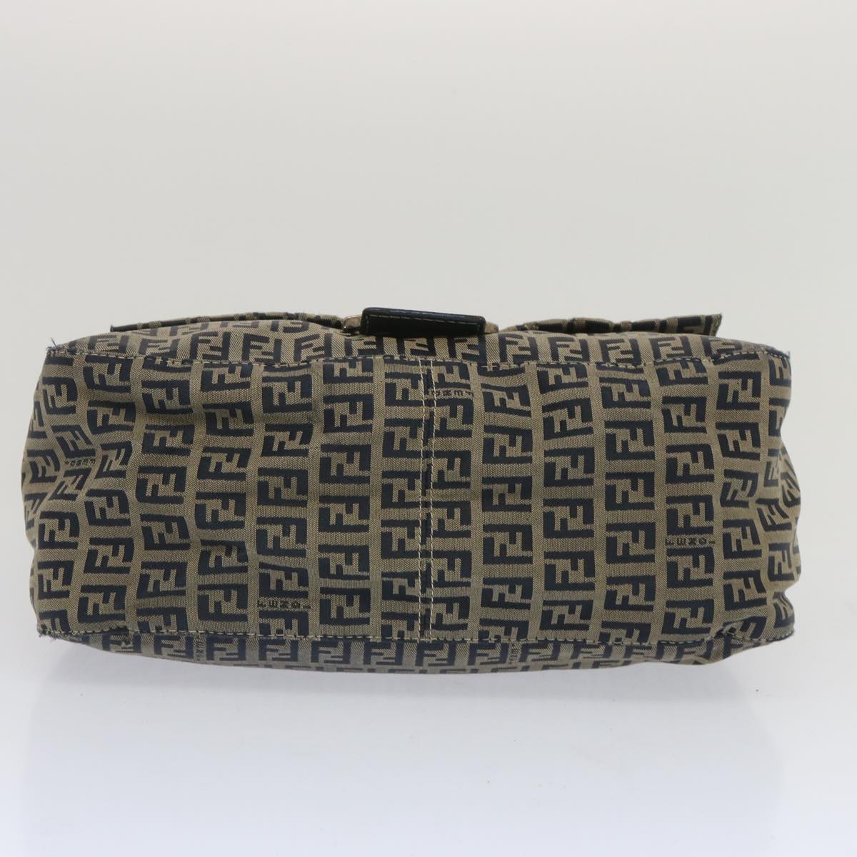 FENDI Zucchino Canvas Mamma Baguette Shoulder Bag Navy 67267