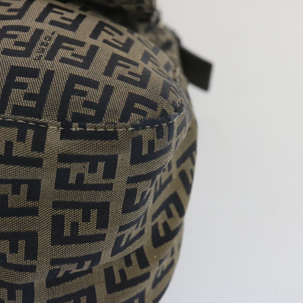 FENDI Zucchino Canvas Mamma Baguette Shoulder Bag Navy 67267