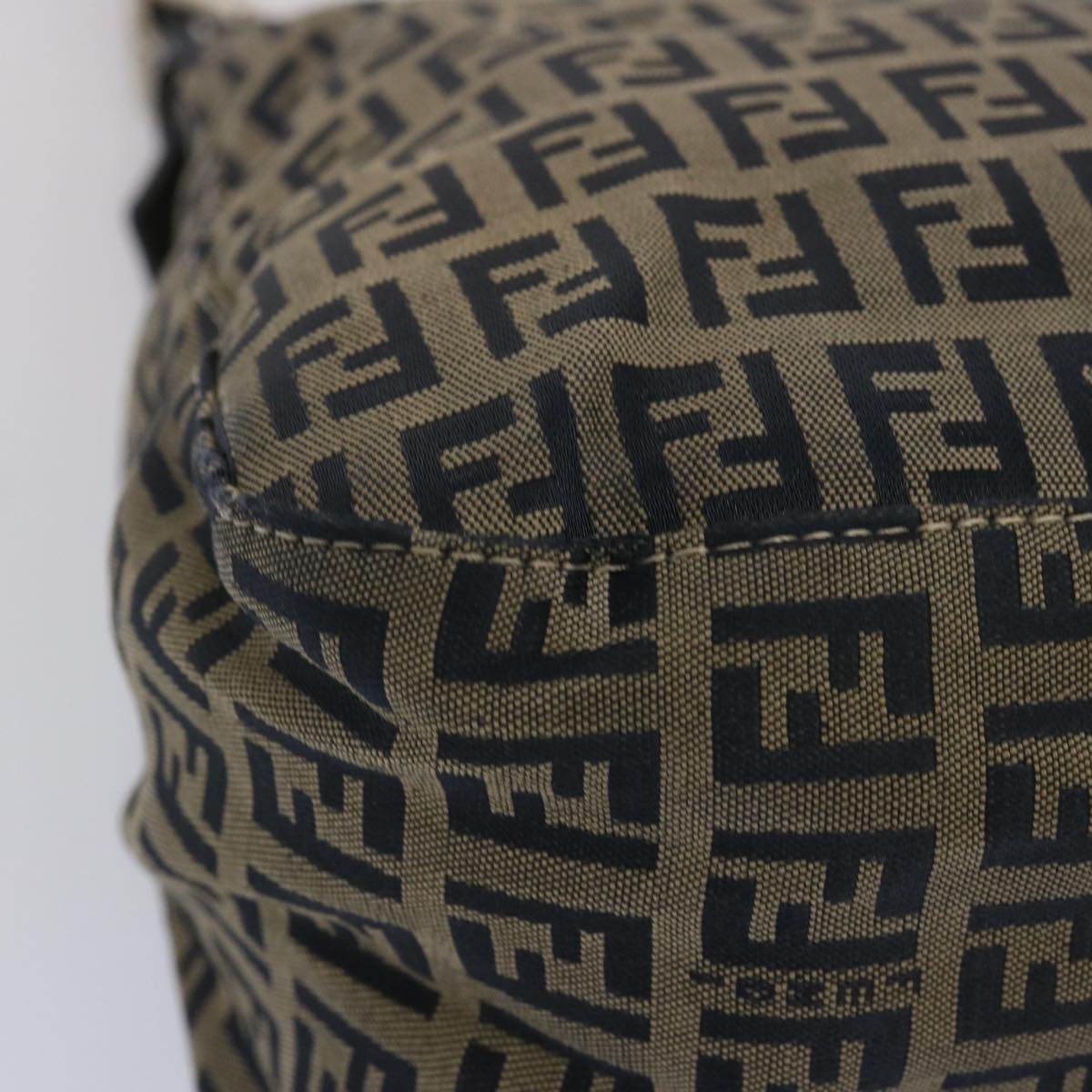 FENDI Zucchino Canvas Mamma Baguette Shoulder Bag Navy 67267