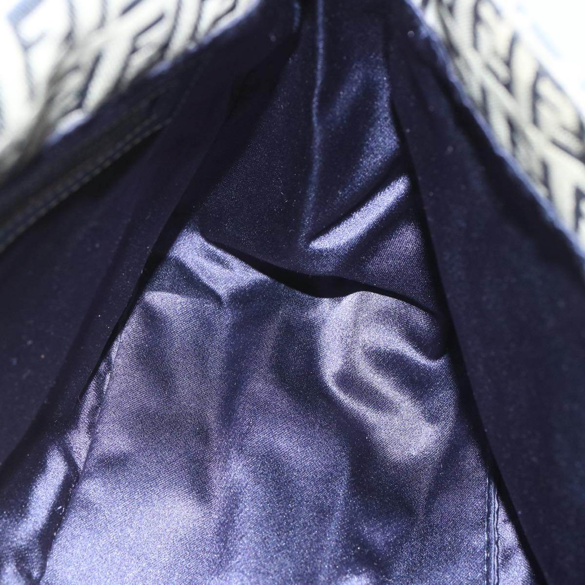 FENDI Zucchino Canvas Mamma Baguette Shoulder Bag Navy 67267
