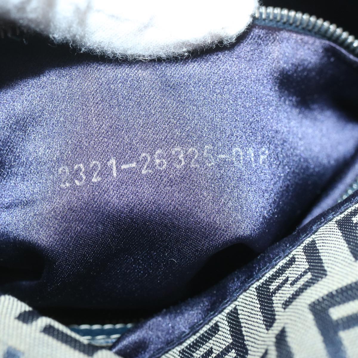 FENDI Zucchino Canvas Mamma Baguette Shoulder Bag Navy 67267