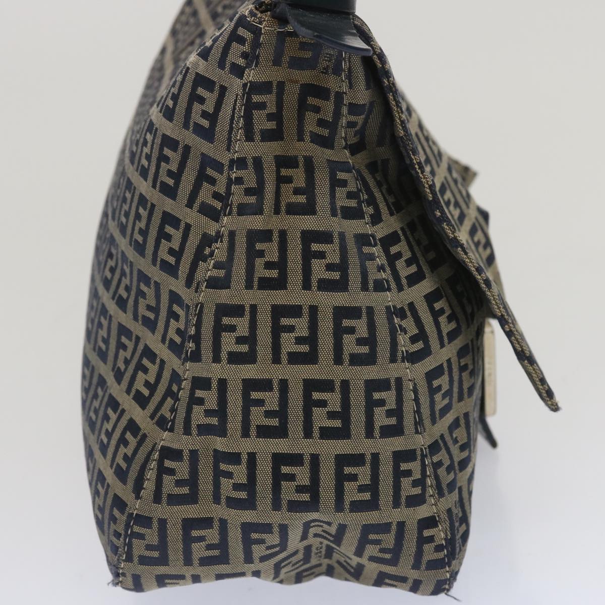 FENDI Zucchino Canvas Mamma Baguette Shoulder Bag Navy 67267
