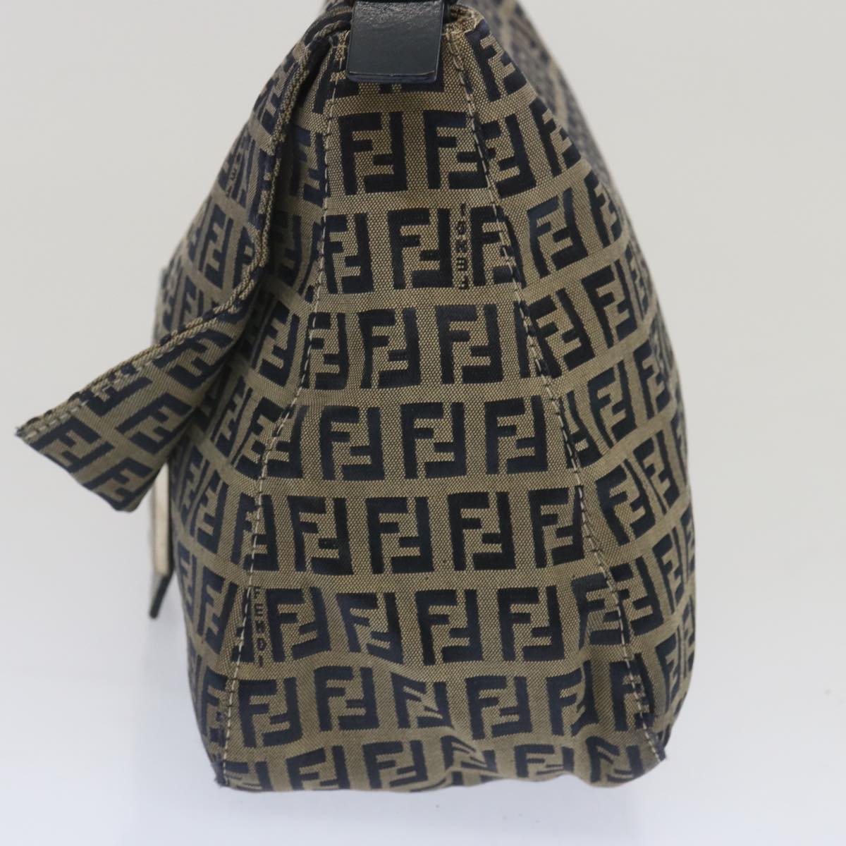 FENDI Zucchino Canvas Mamma Baguette Shoulder Bag Navy 67267