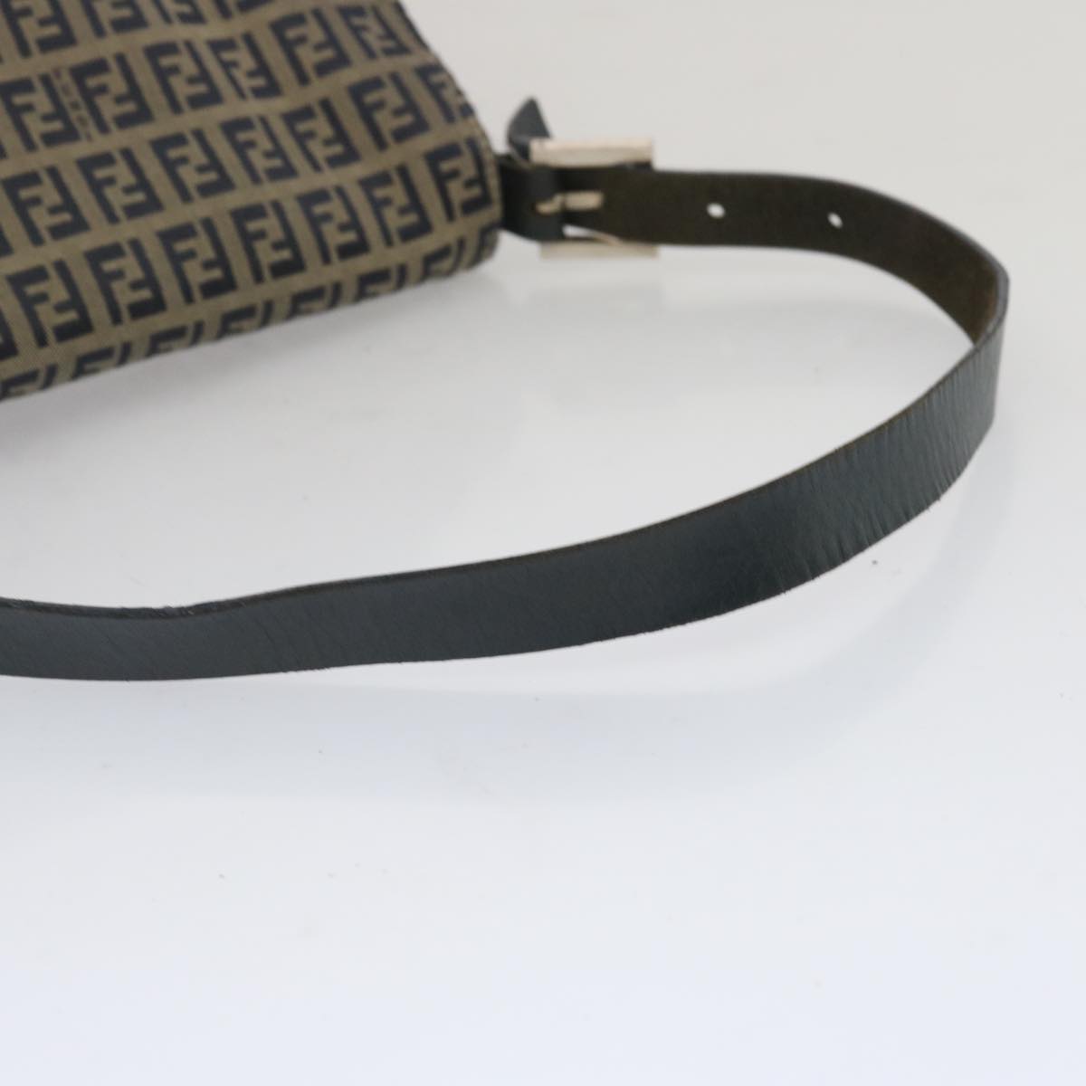 FENDI Zucchino Canvas Mamma Baguette Shoulder Bag Navy 67267