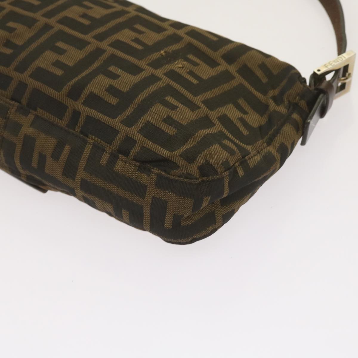 FENDI Zucchino Canvas Mamma Baguette Shoulder Bag Brown Black 67285