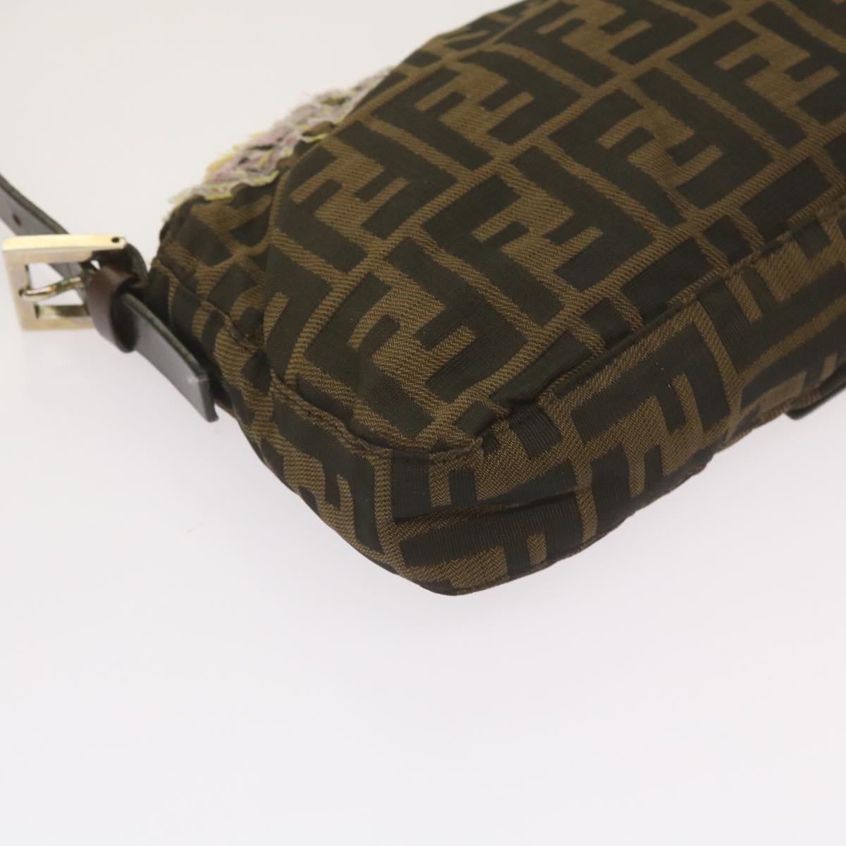 FENDI Zucchino Canvas Mamma Baguette Shoulder Bag Brown Black 67285