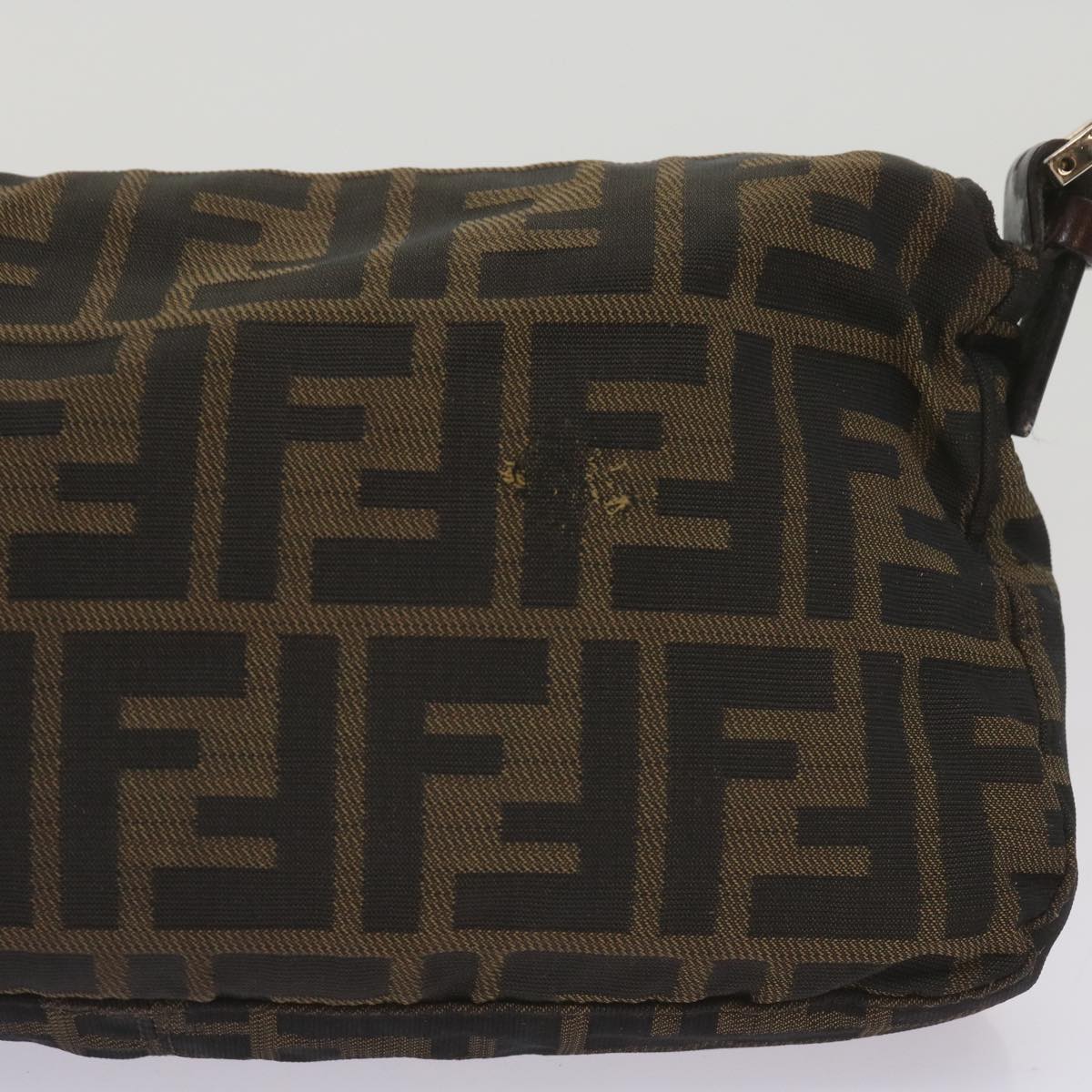 FENDI Zucchino Canvas Mamma Baguette Shoulder Bag Brown Black 67285