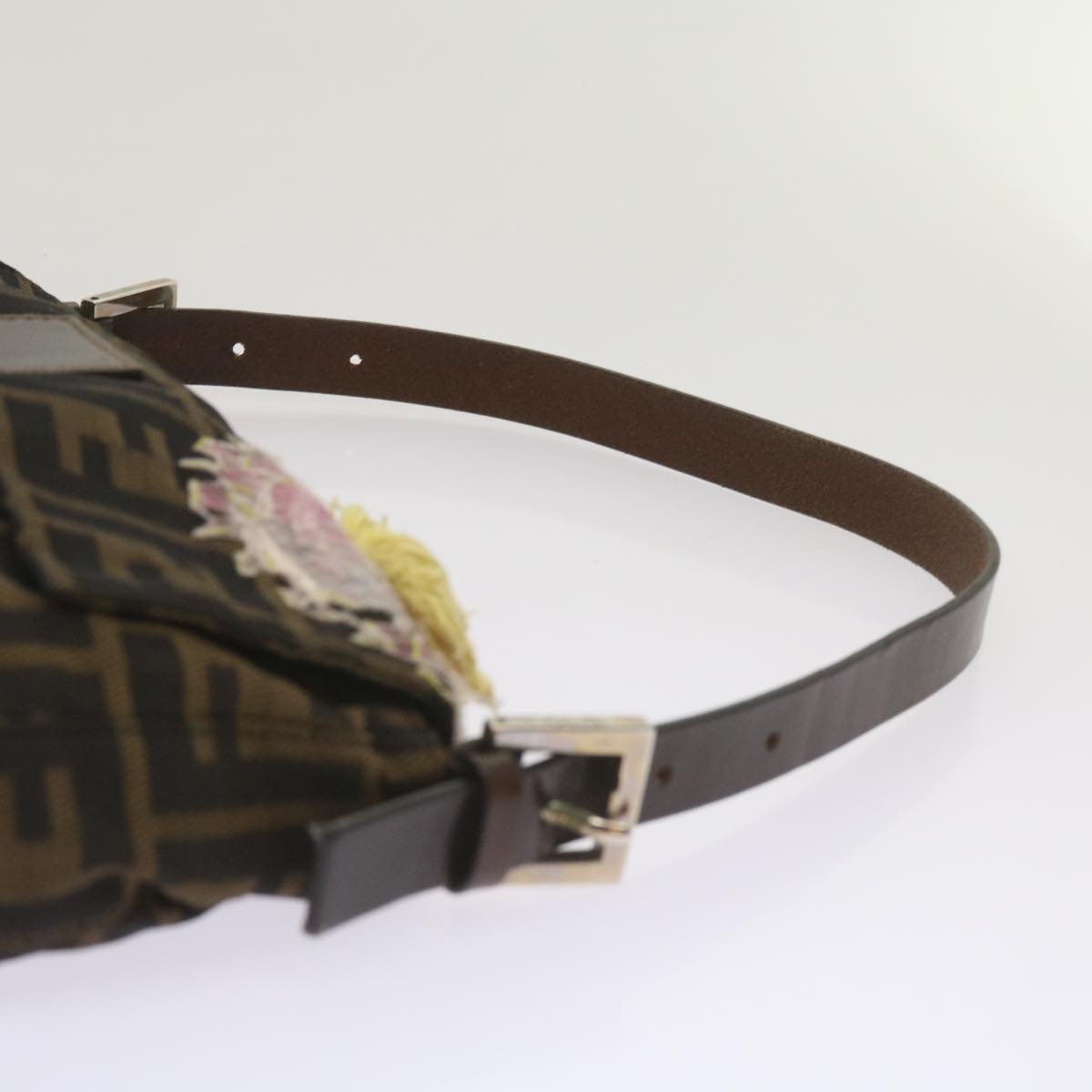 FENDI Zucchino Canvas Mamma Baguette Shoulder Bag Brown Black 67285