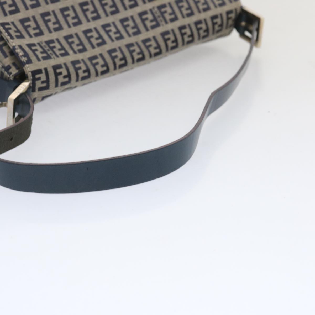 FENDI Zucchino Canvas Mamma Baguette Shoulder Bag Navy 67319
