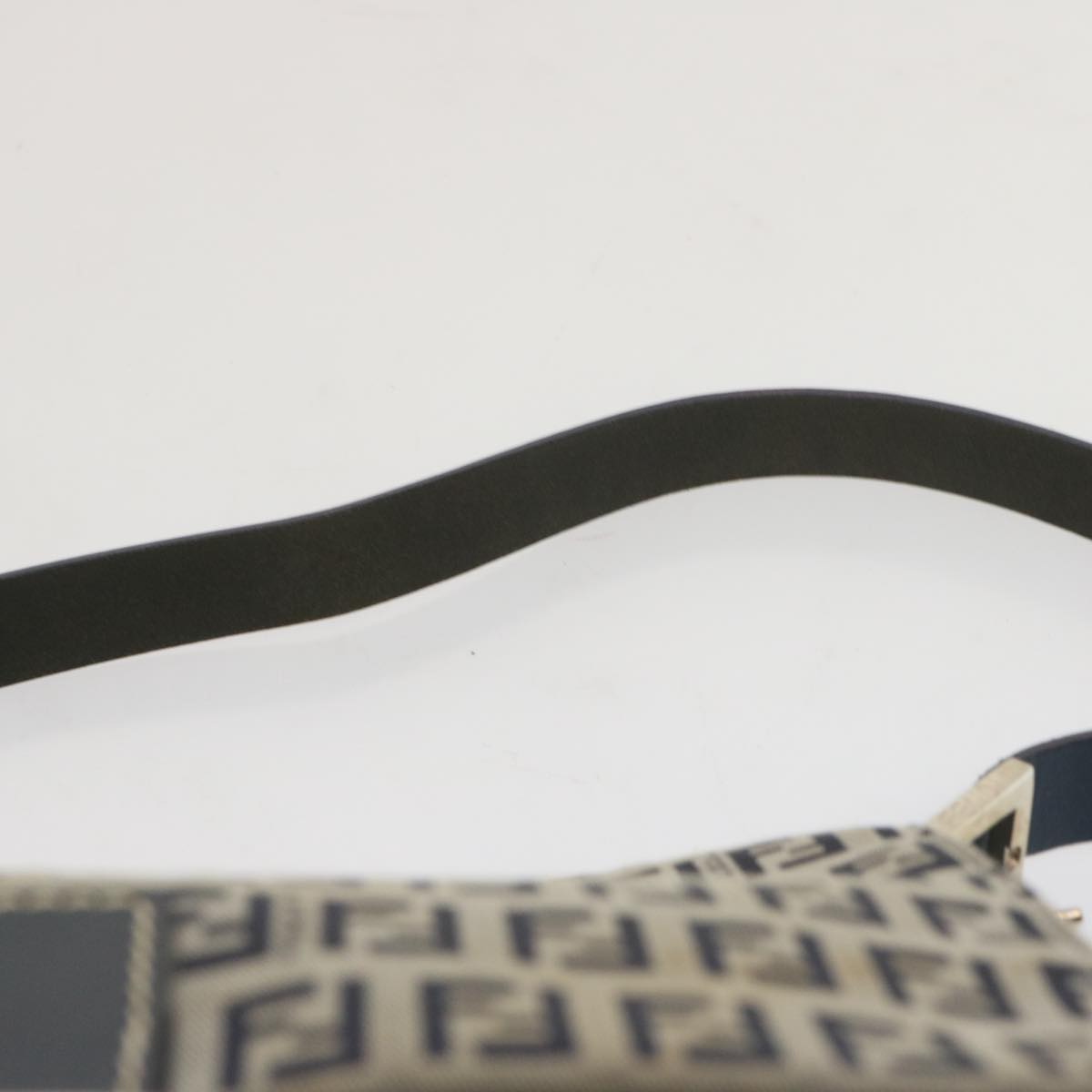 FENDI Zucchino Canvas Mamma Baguette Shoulder Bag Navy 67319