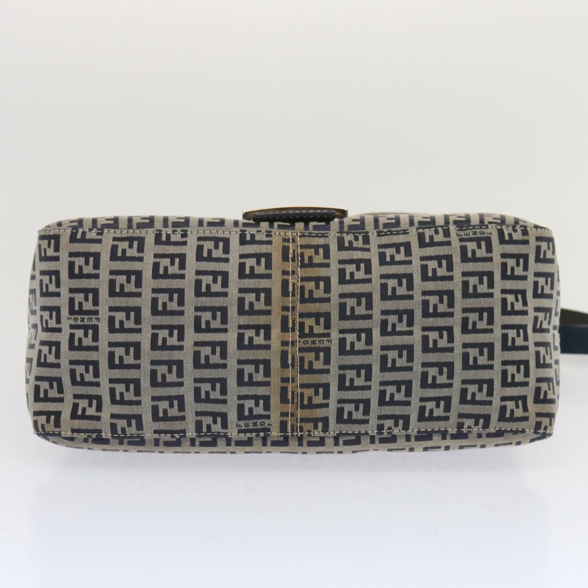 FENDI Zucchino Canvas Mamma Baguette Shoulder Bag Navy 67319