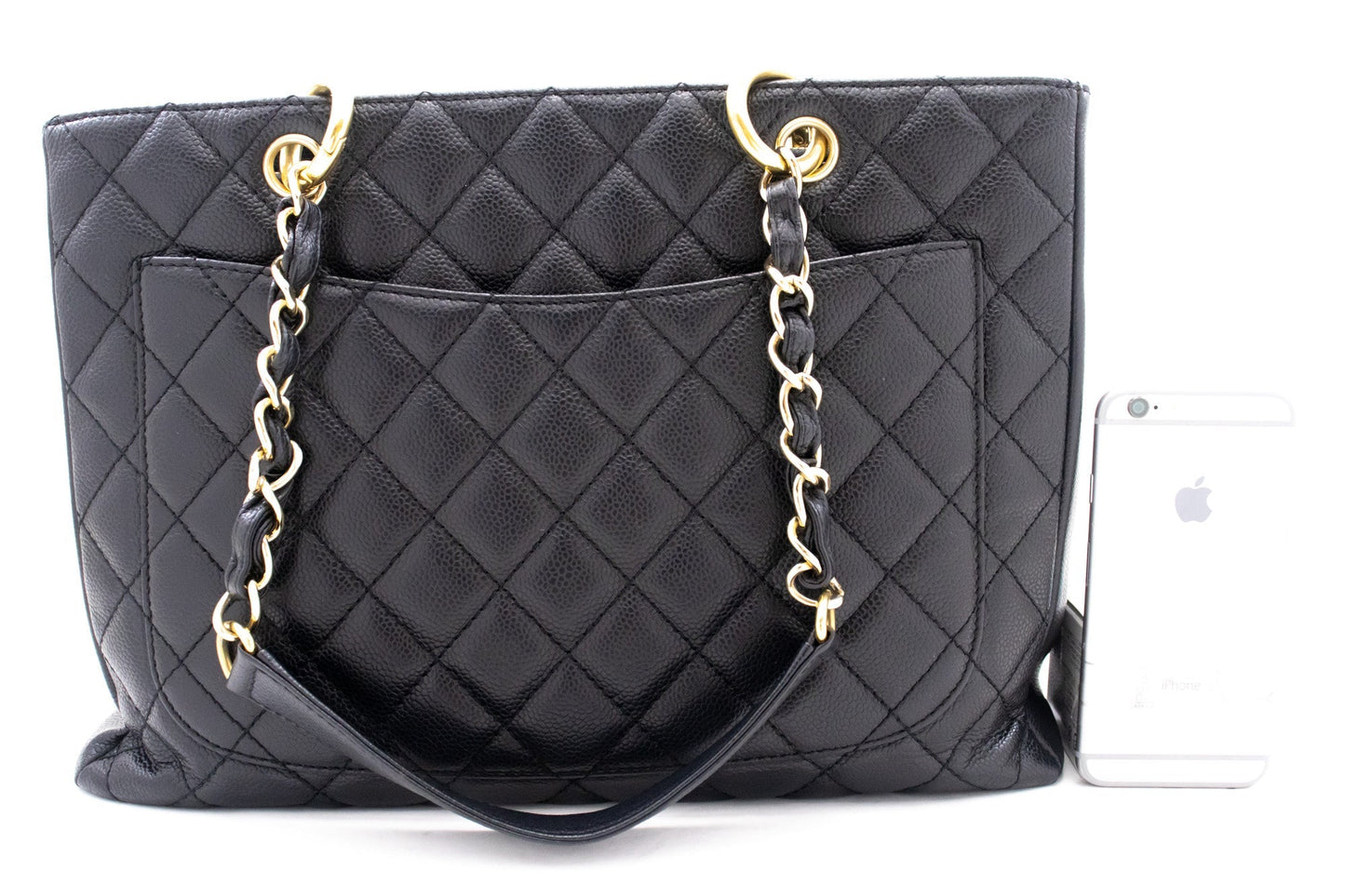 CHANEL Caviar GST 13" Grand Shopping Tote Chain Shoulder Bag Black k54
