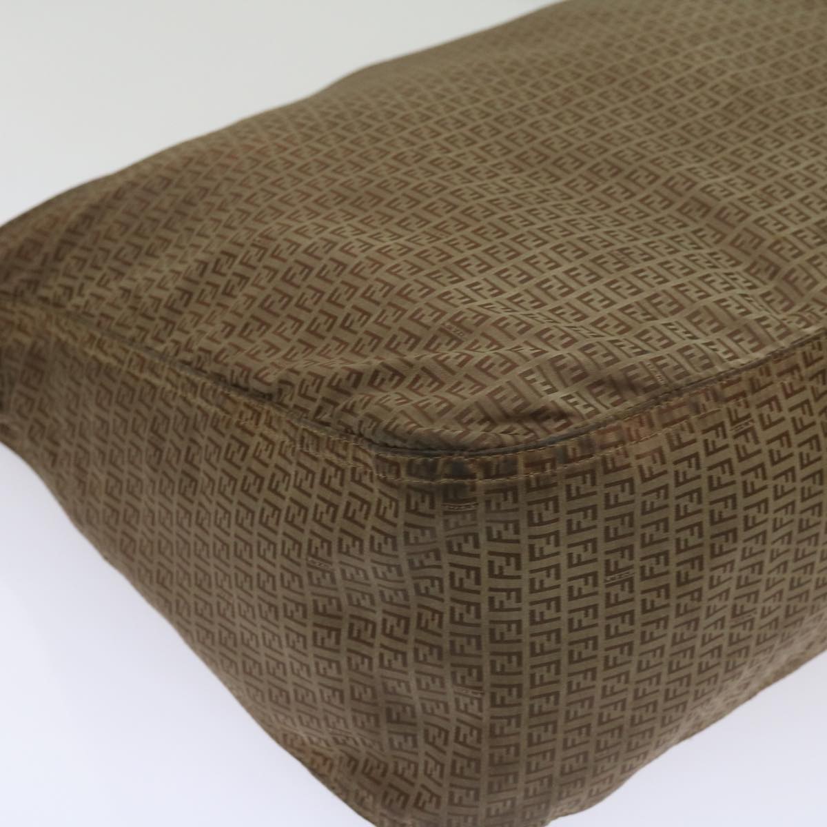 FENDI Zucchino Canvas Shoulder Bag Brown 67343