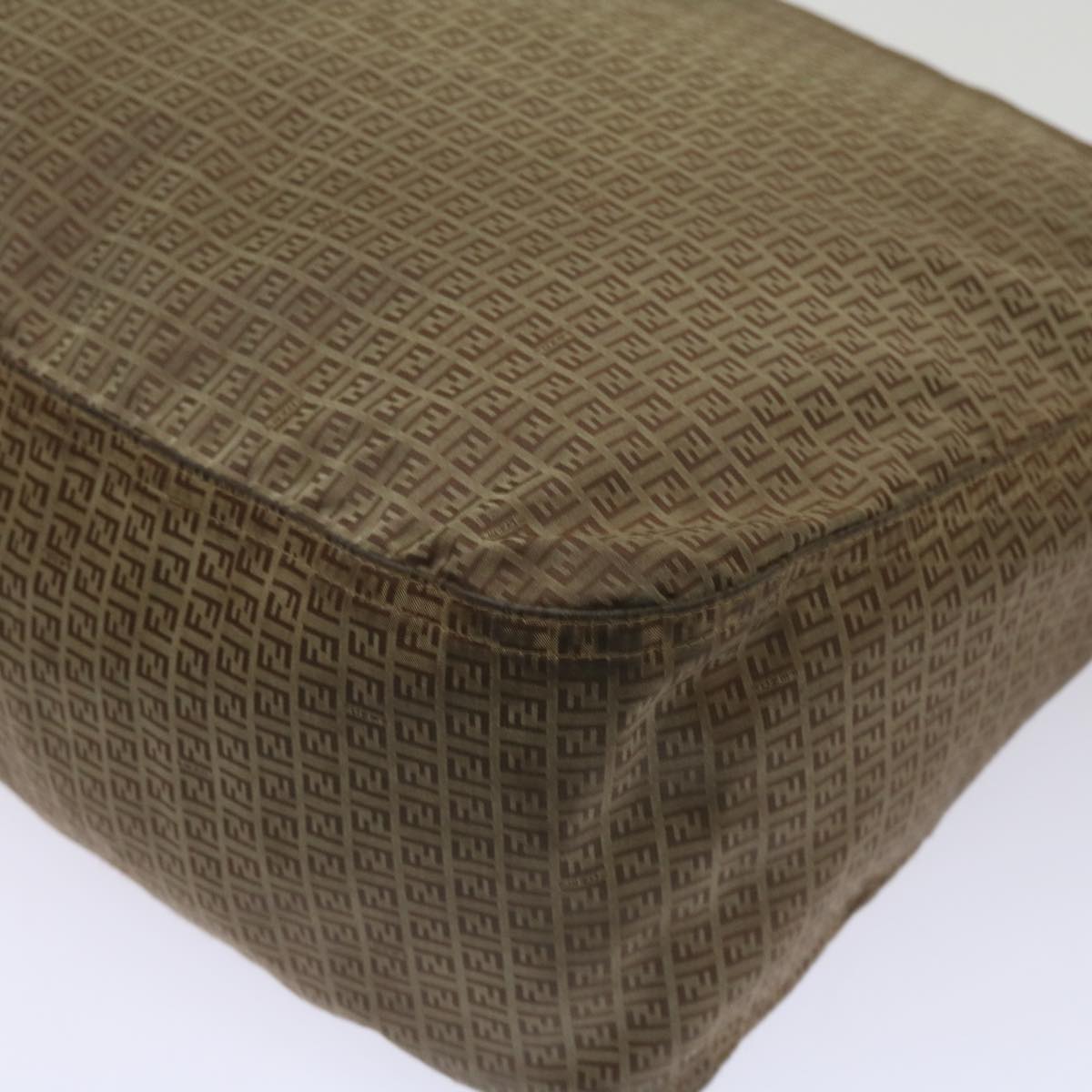 FENDI Zucchino Canvas Shoulder Bag Brown 67343
