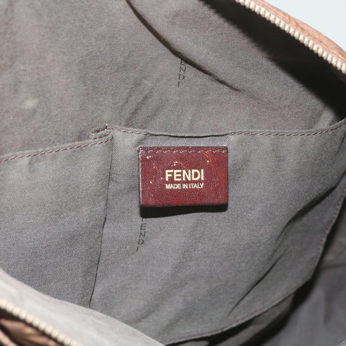 FENDI Zucchino Canvas Shoulder Bag Brown 67343