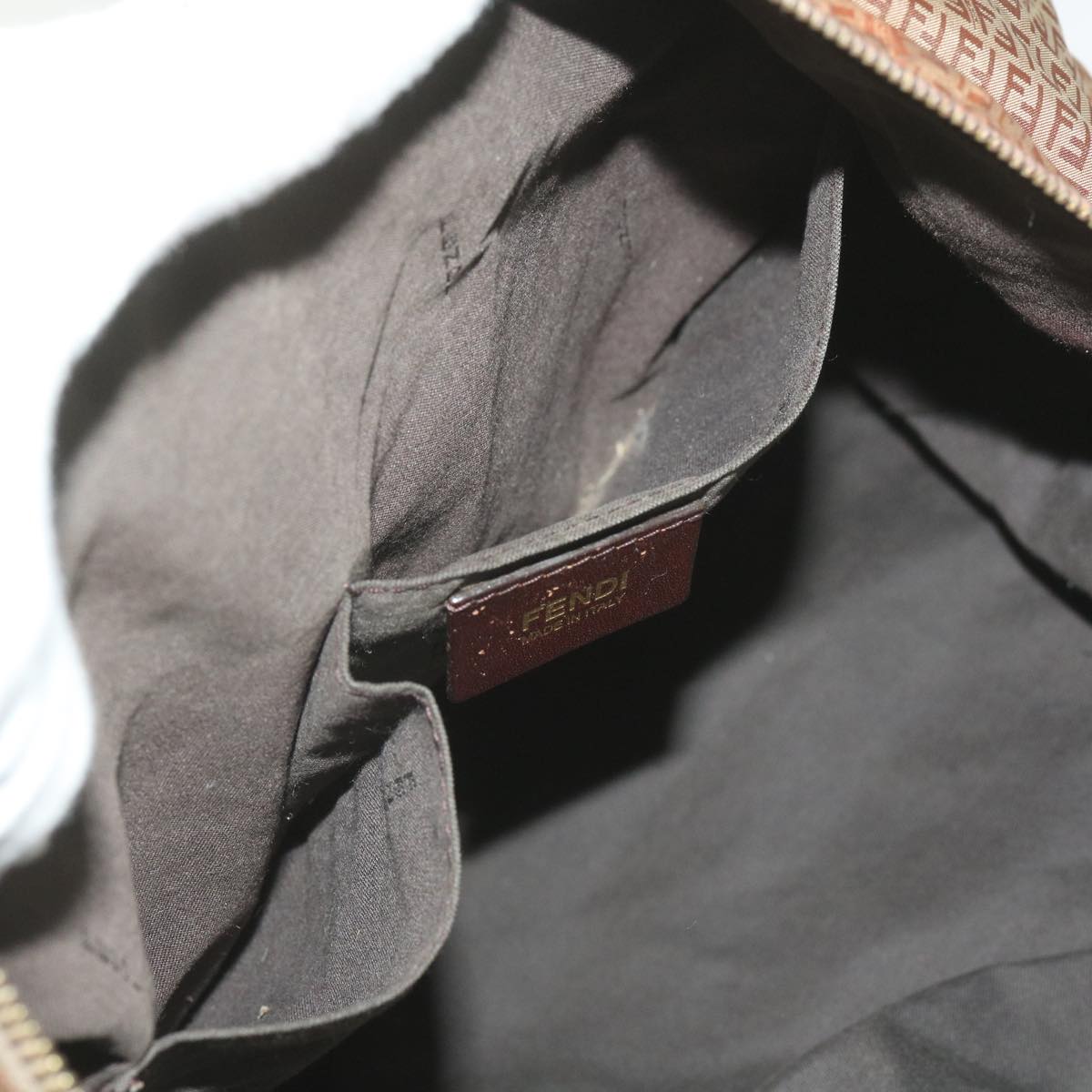 FENDI Zucchino Canvas Shoulder Bag Brown 67343