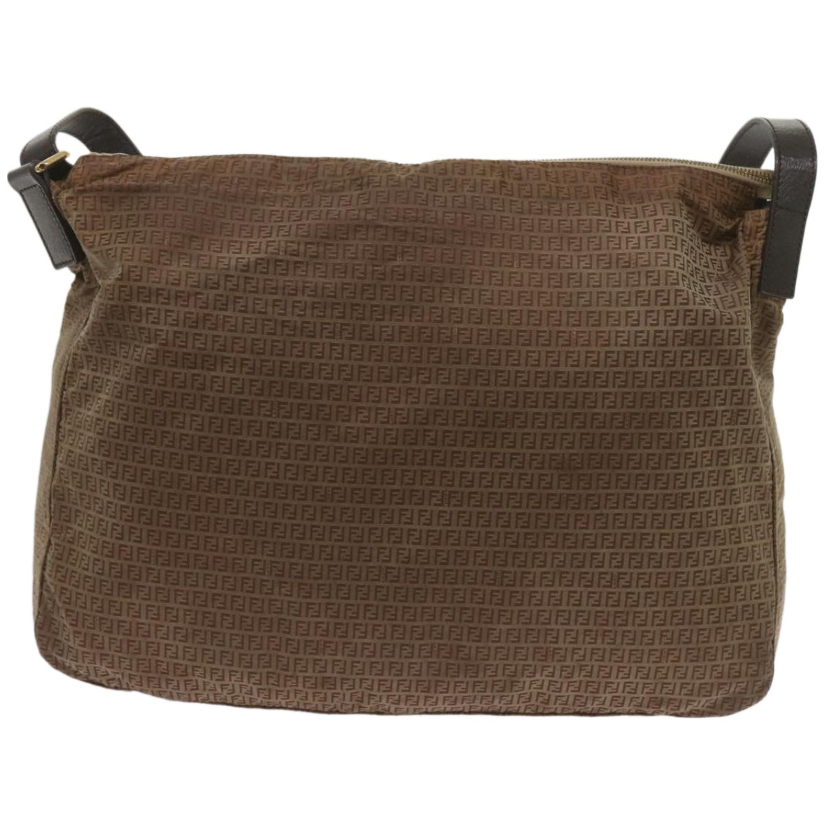 FENDI Zucchino Canvas Shoulder Bag Brown 67343