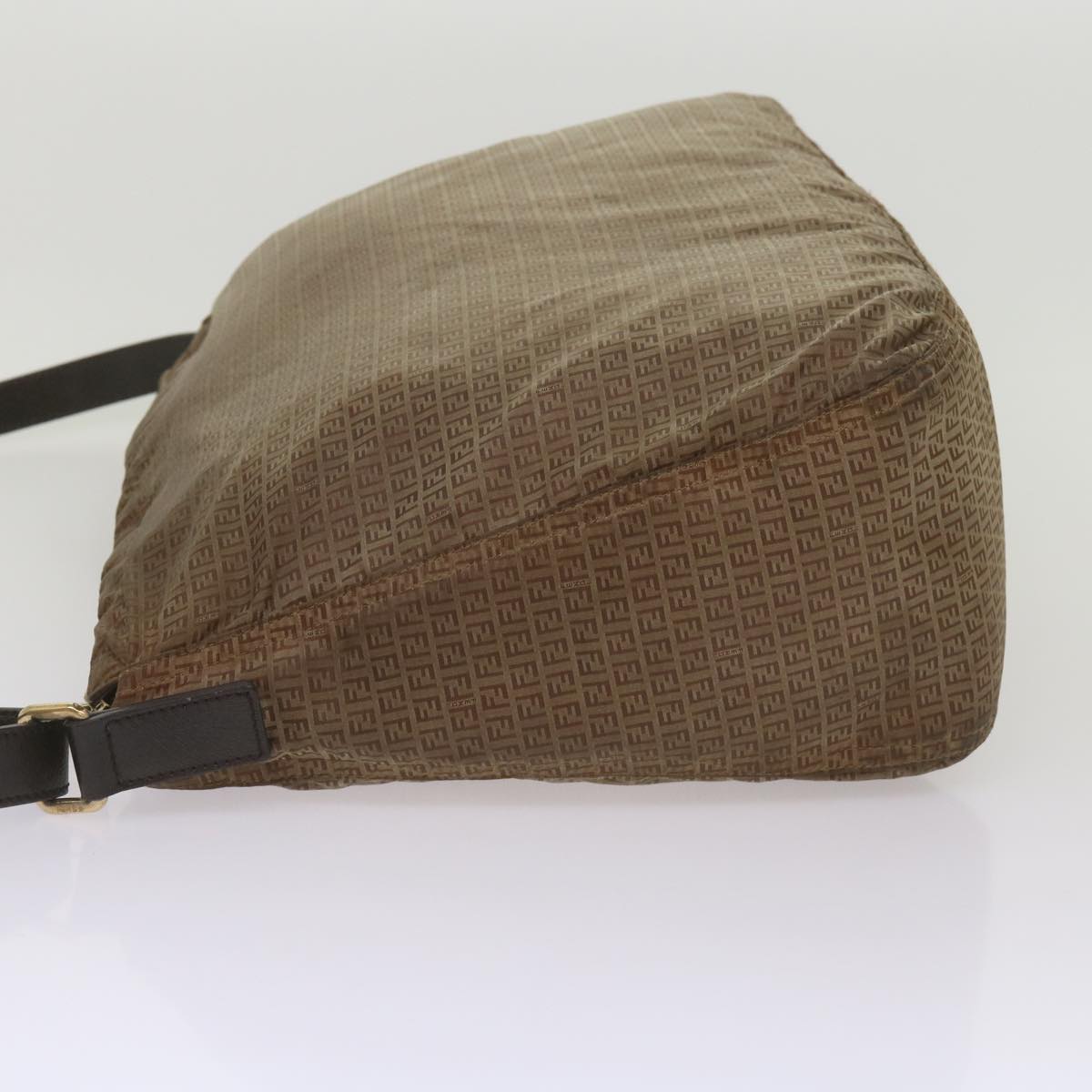 FENDI Zucchino Canvas Shoulder Bag Brown 67343