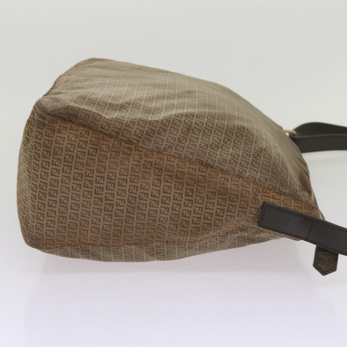 FENDI Zucchino Canvas Shoulder Bag Brown 67343