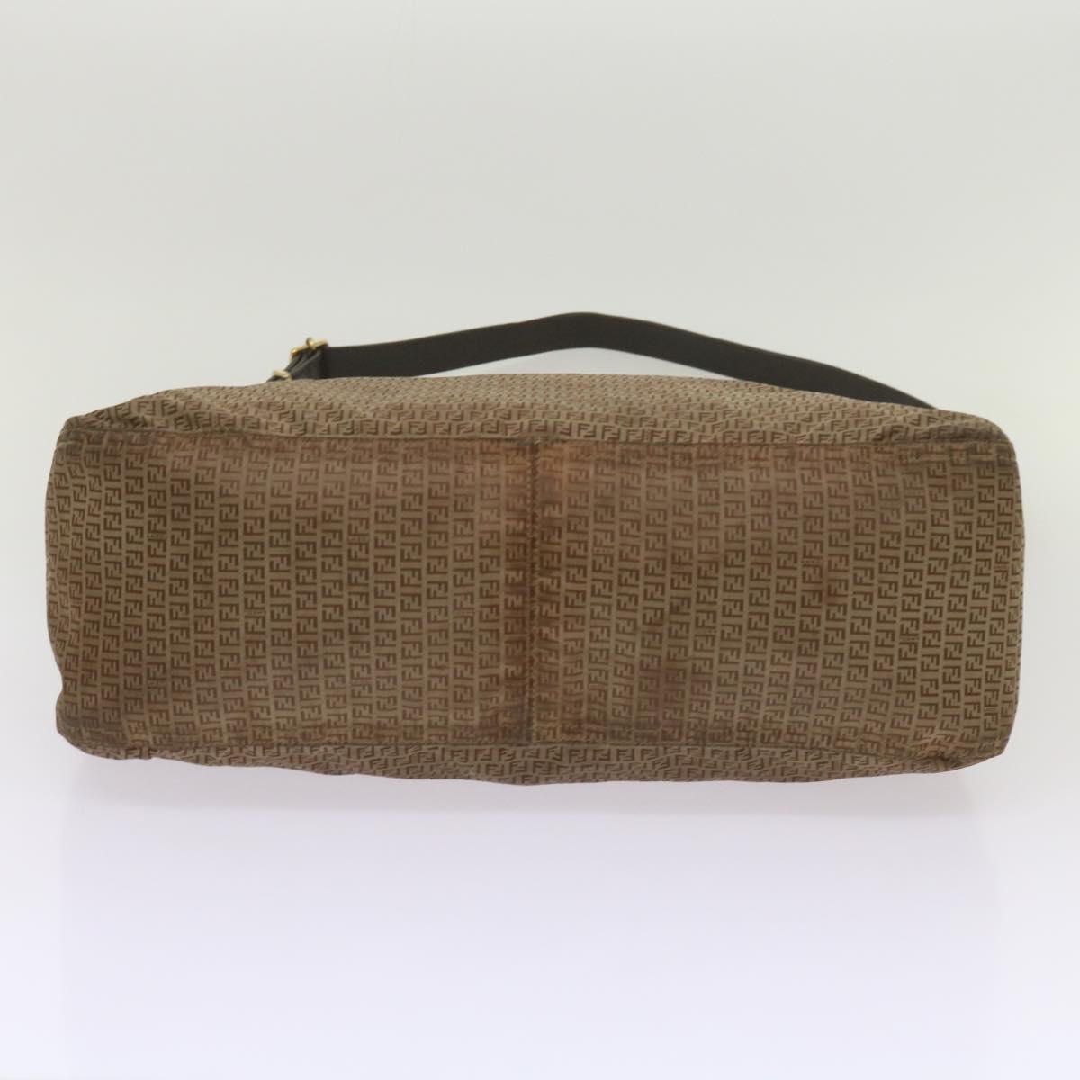 FENDI Zucchino Canvas Shoulder Bag Brown 67343