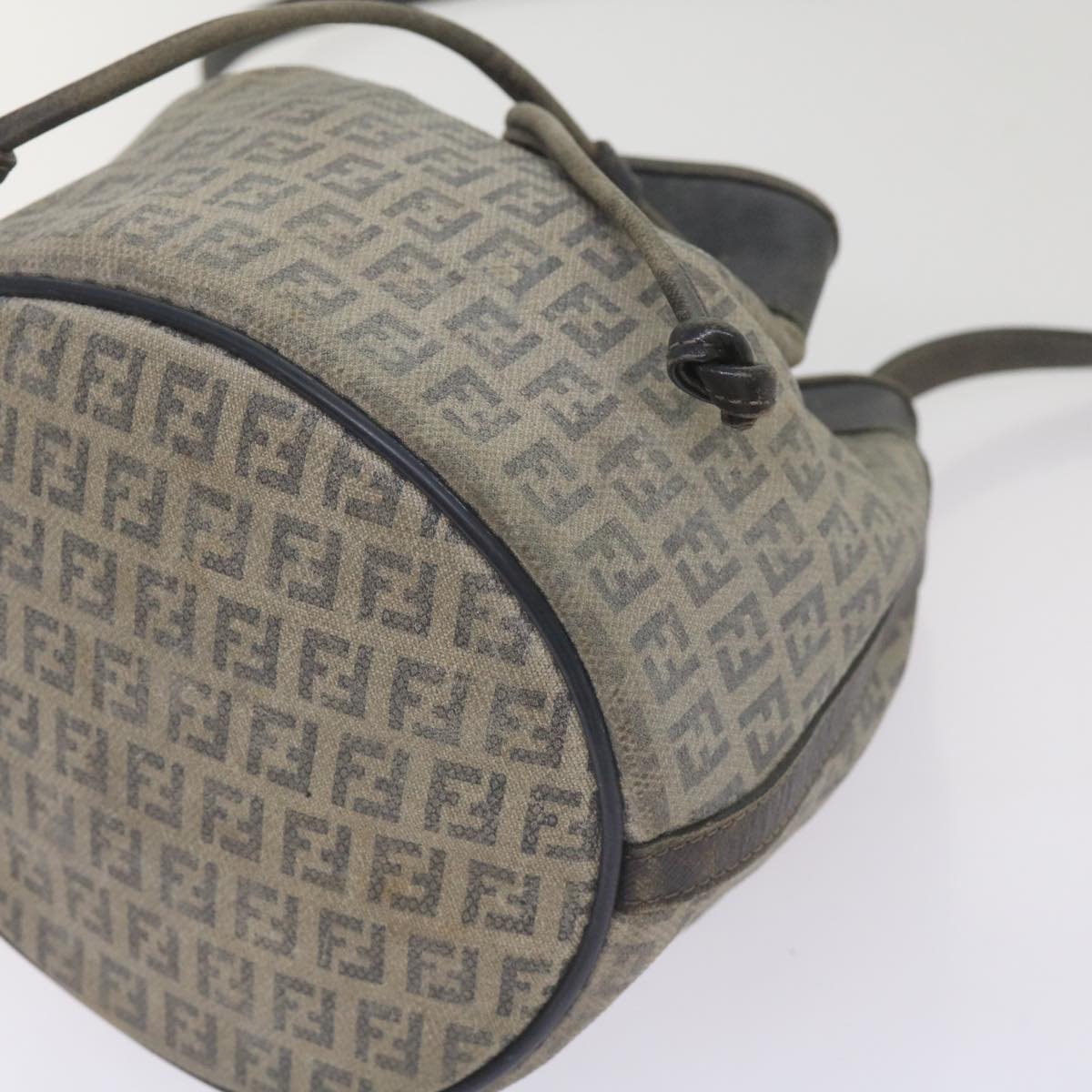 FENDI Zucchino Canvas Shoulder Bag Navy 67351