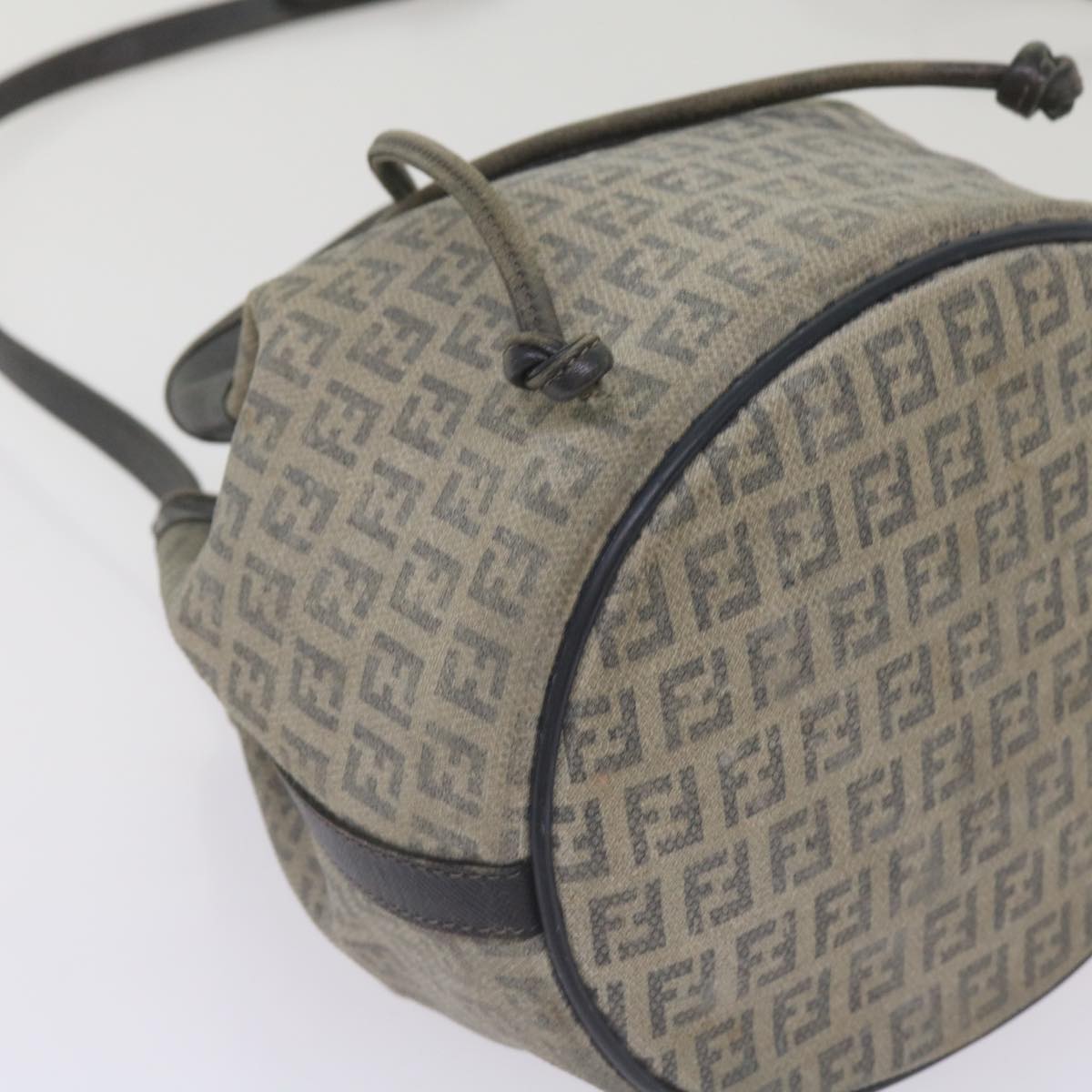 FENDI Zucchino Canvas Shoulder Bag Navy 67351