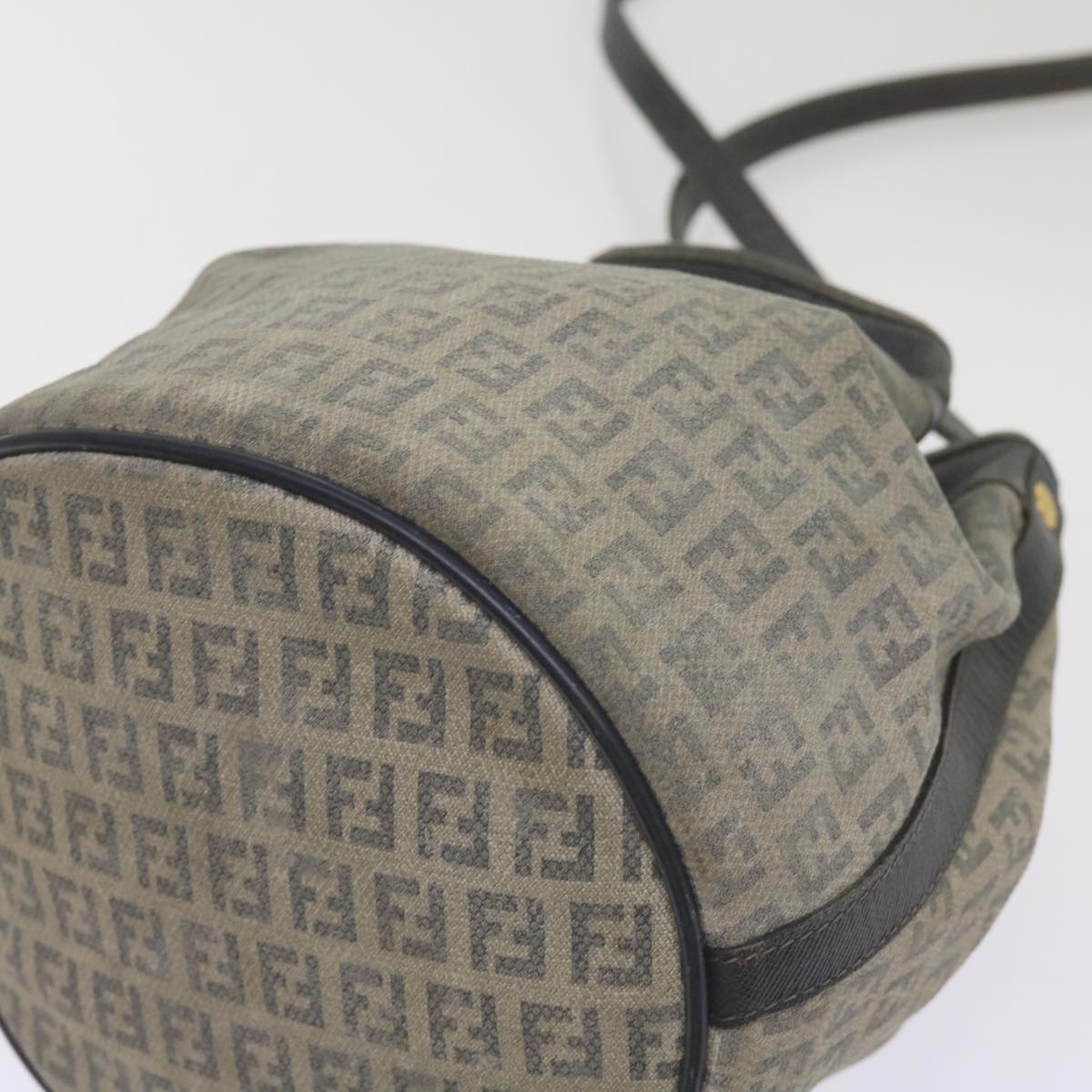 FENDI Zucchino Canvas Shoulder Bag Navy 67351