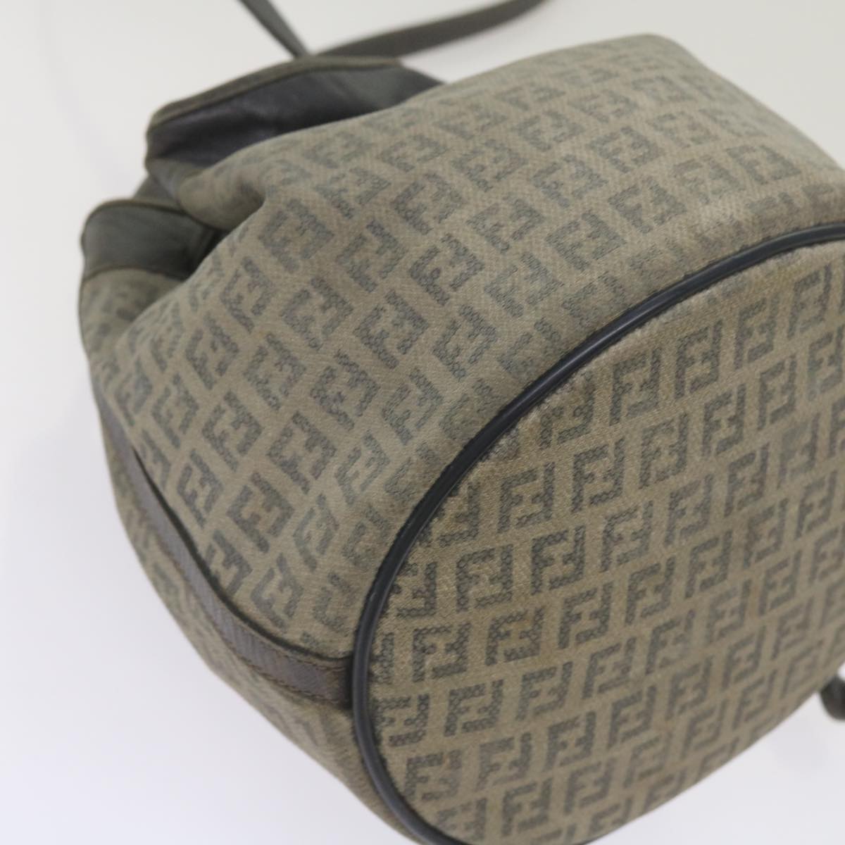 FENDI Zucchino Canvas Shoulder Bag Navy 67351