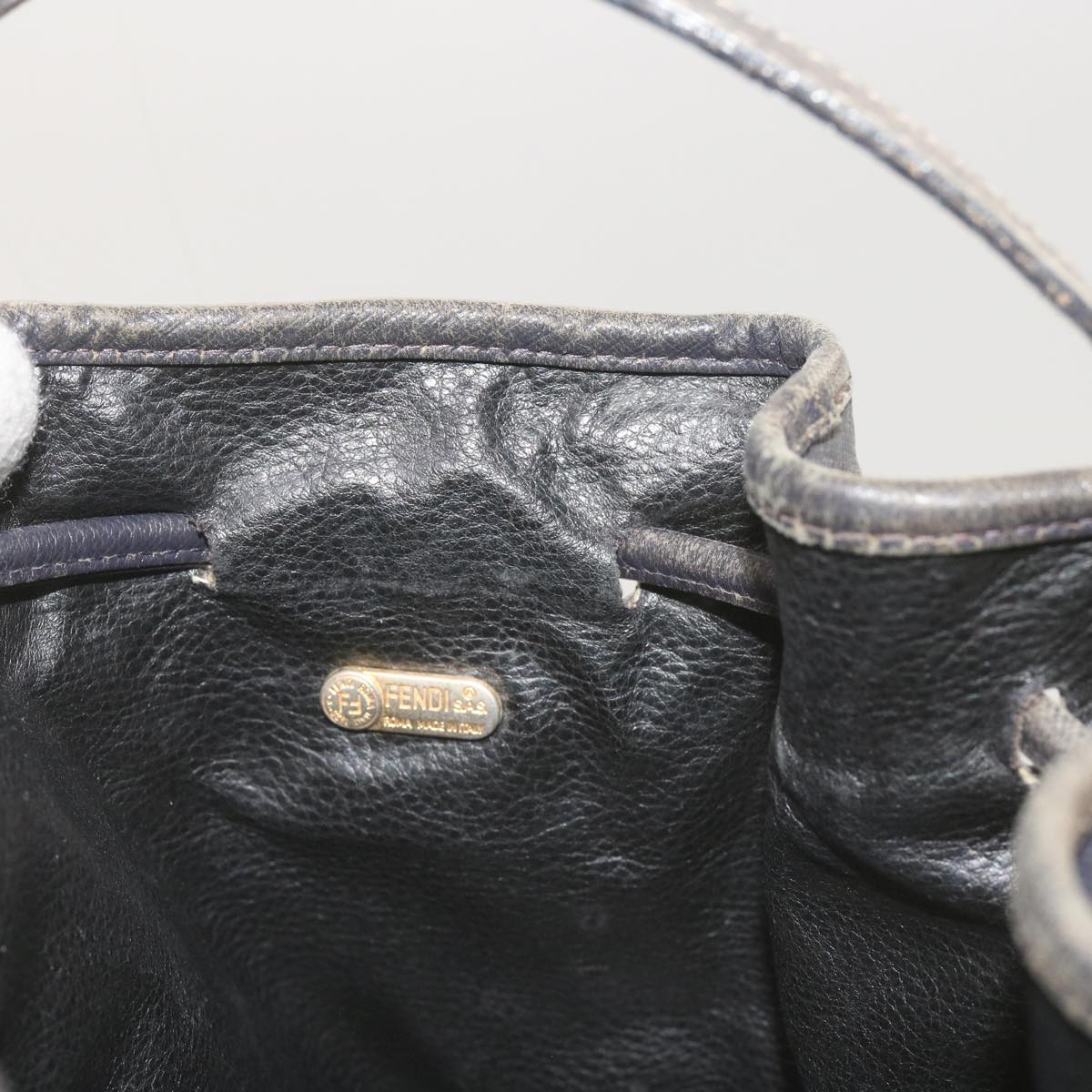 FENDI Zucchino Canvas Shoulder Bag Navy 67351