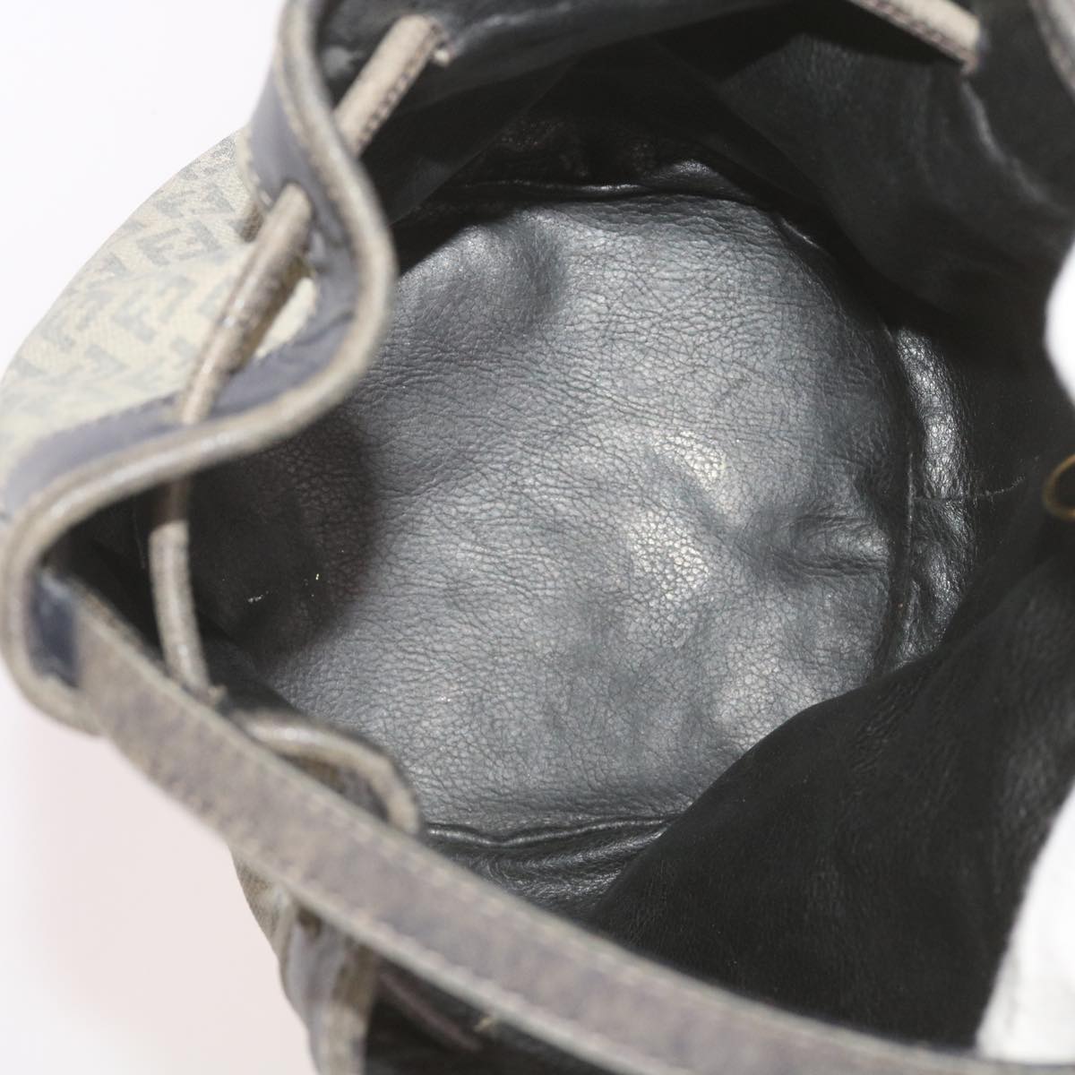 FENDI Zucchino Canvas Shoulder Bag Navy 67351